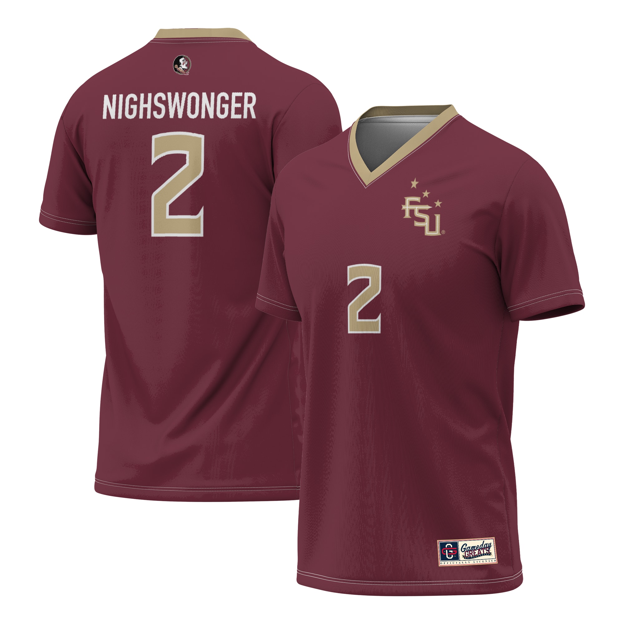 Jenna Nighswonger Florida State Seminoles GameDay Greats Unisex Women's Soccer Fashion Jersey - Garnet