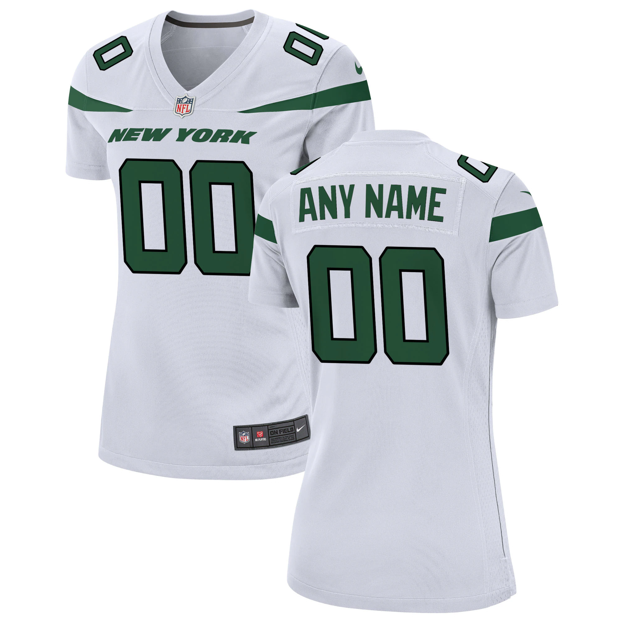 Alternative view of Jets White Womens Custom Jersey - Nike Jets White Women’s Custom