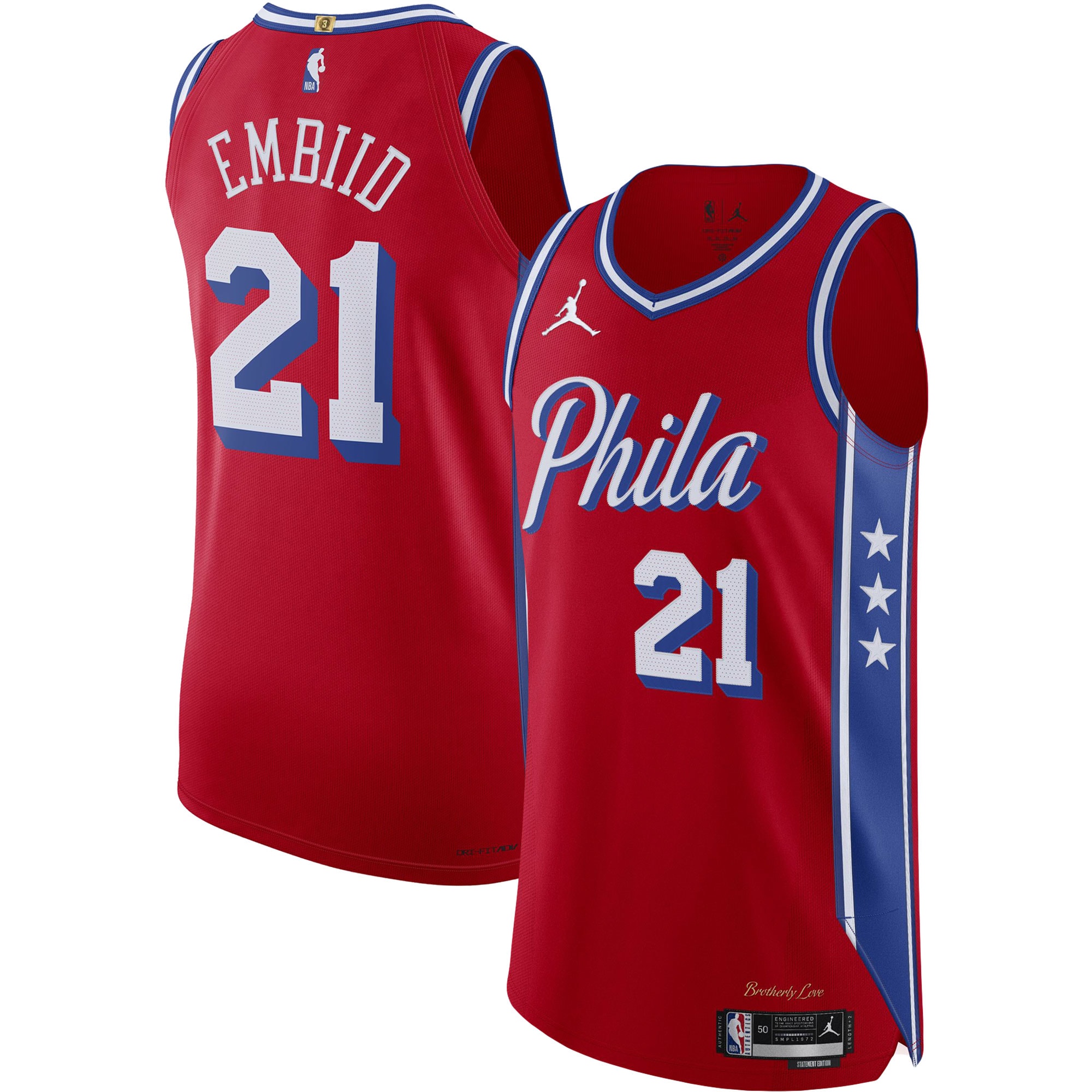 Joel Embiid Philadelphia 76ers Jordan Brand Player Jersey - Statement Edition - Red