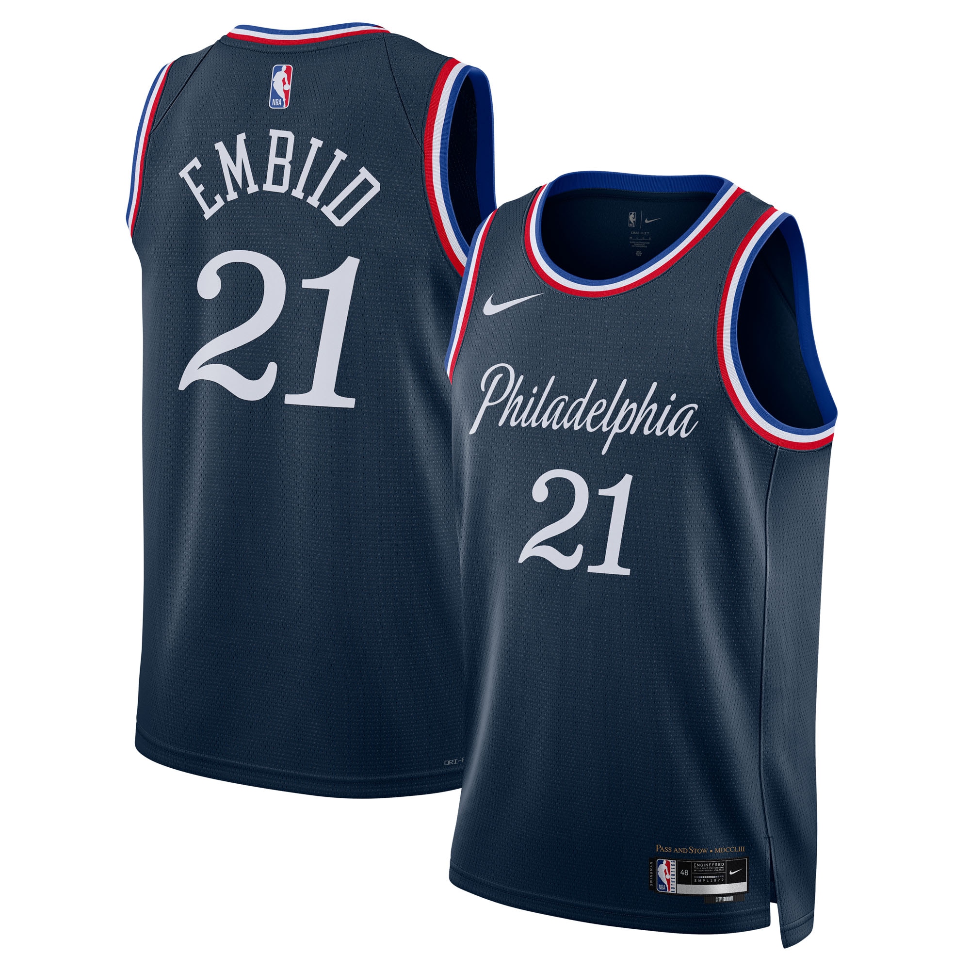 Joel Embiid Philadelphia 76ers Unisex 2025/26 Swingman Jersey - Navy - City Edition