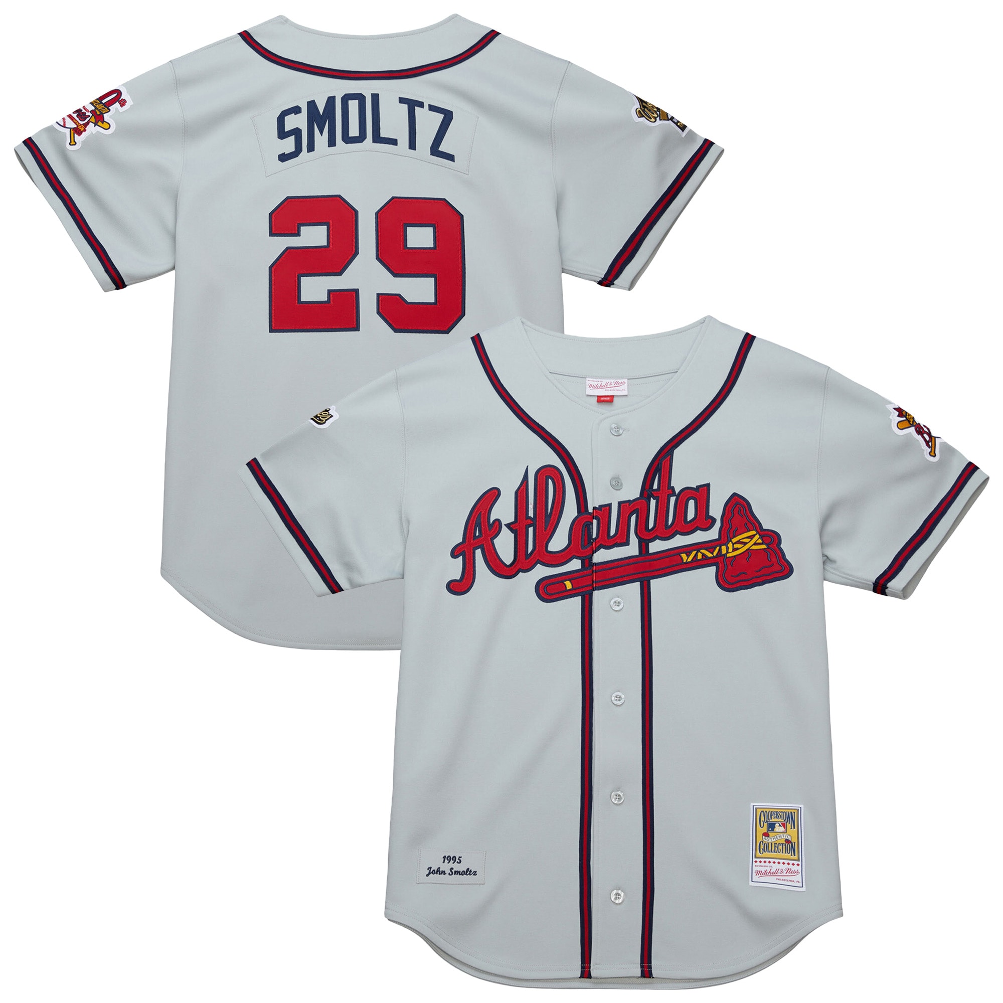 John Smoltz Atlanta Braves 1995 Throwback Jersey - Gray