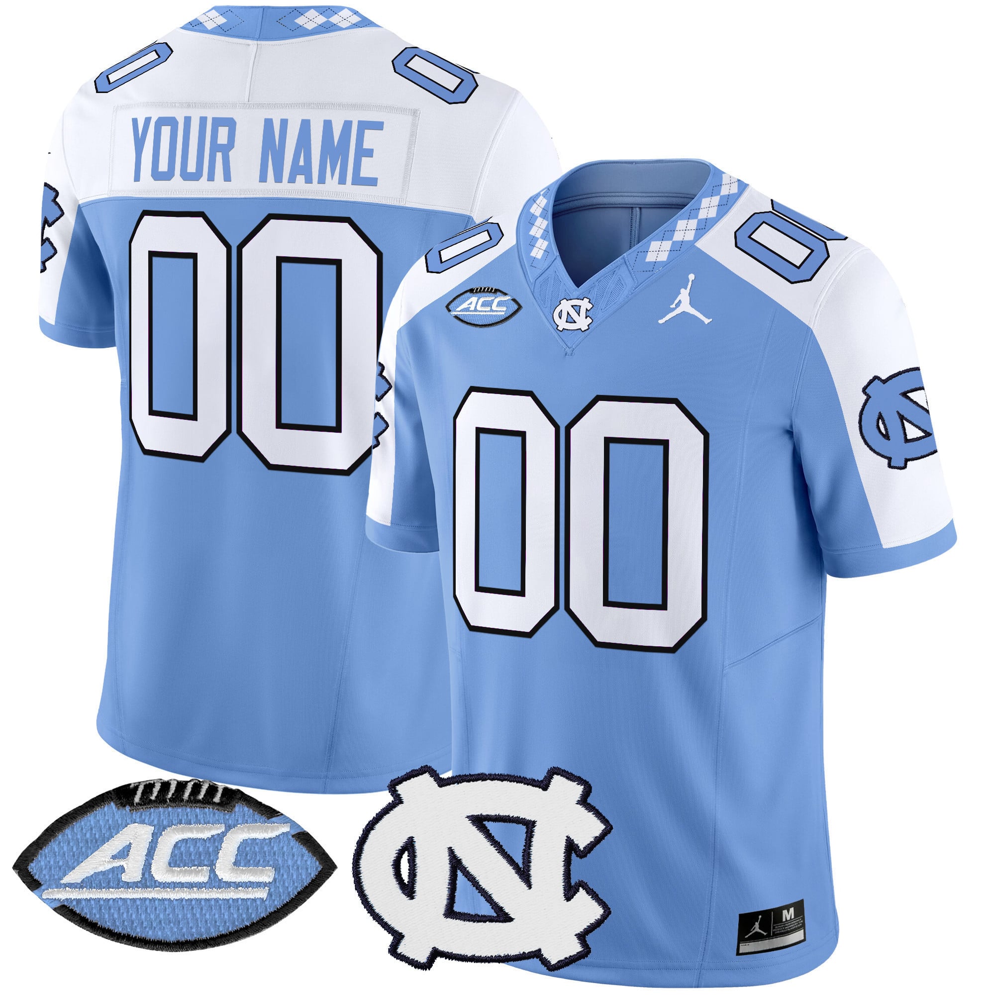 Jordan Carolina Tar Heels #00 Jersey - Light Blue