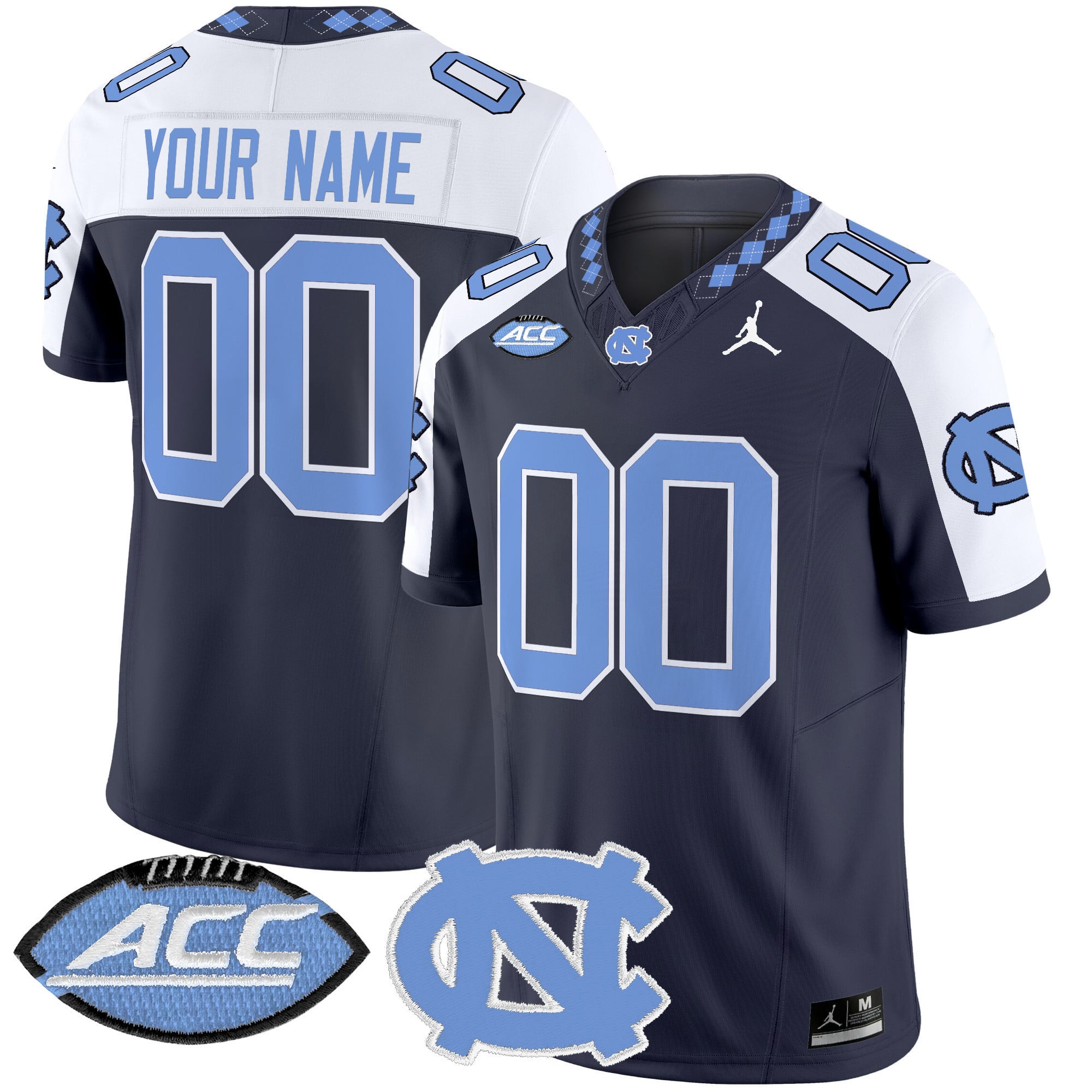 Alternative view of Jordan Carolina Tar Heels #00 Jersey - Light Blue