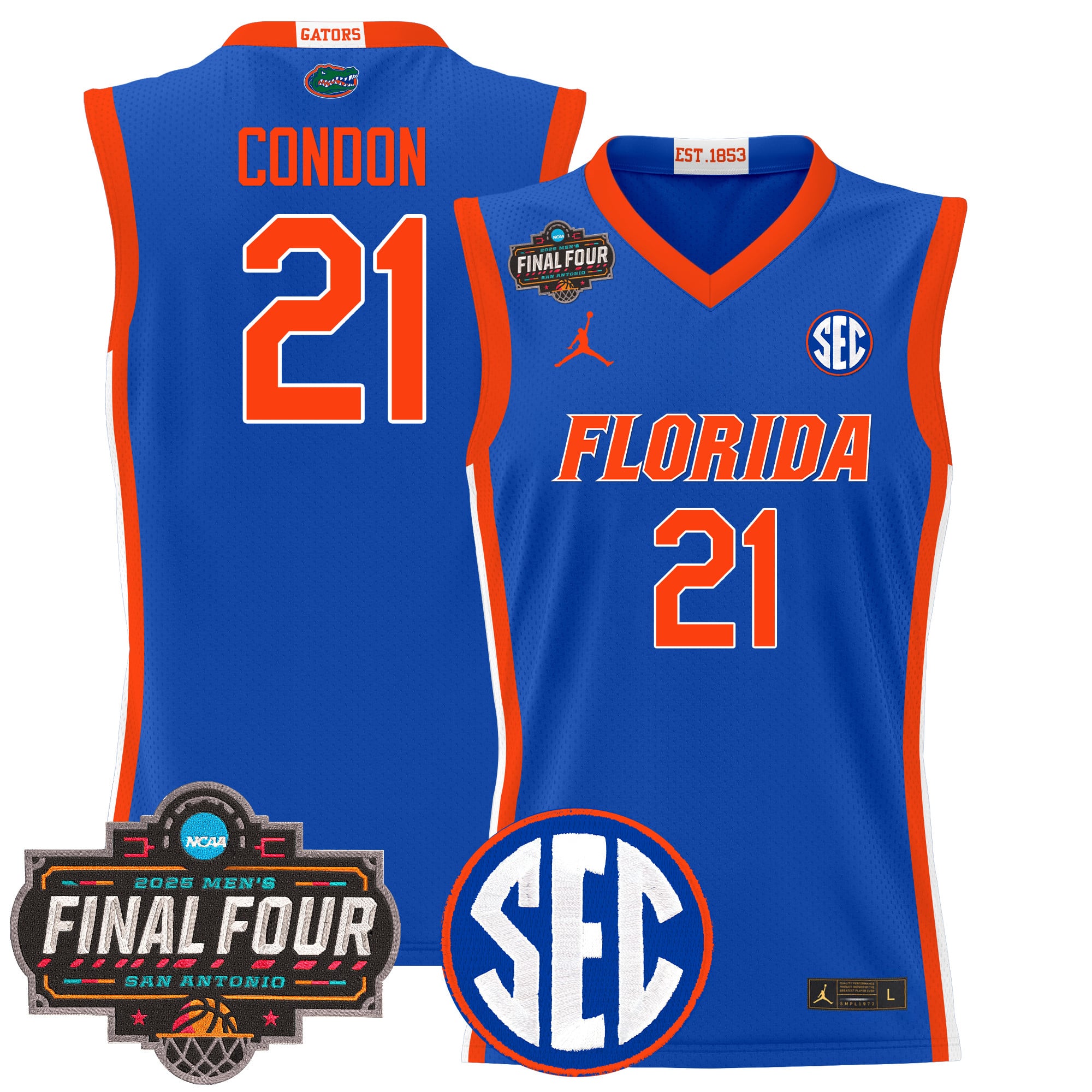 Alternative view of Jordan Clayton Jr. Gators Jersey - Blue Final Four Edition