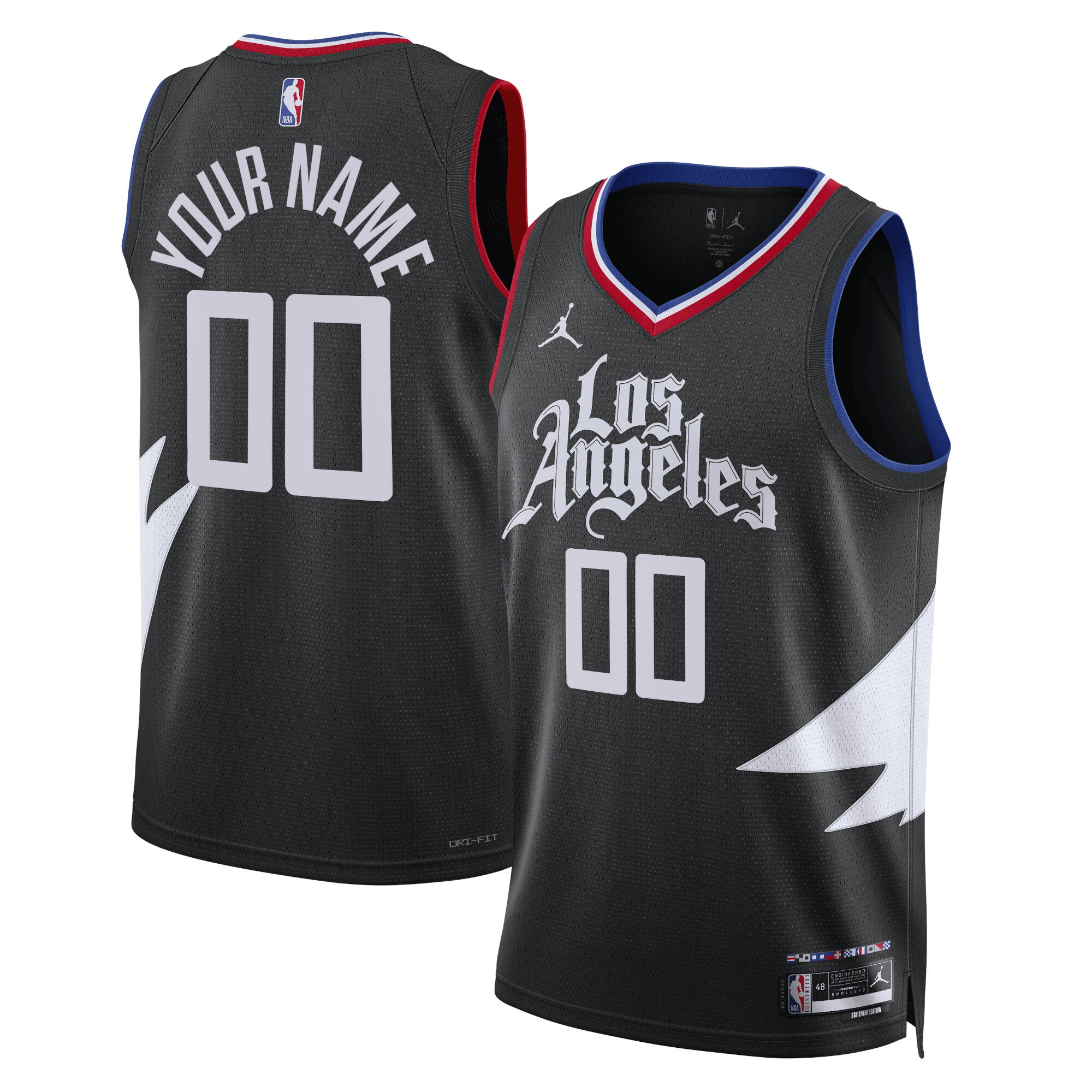Jordan Clippers Black Statement Jersey - Custom Name & Number