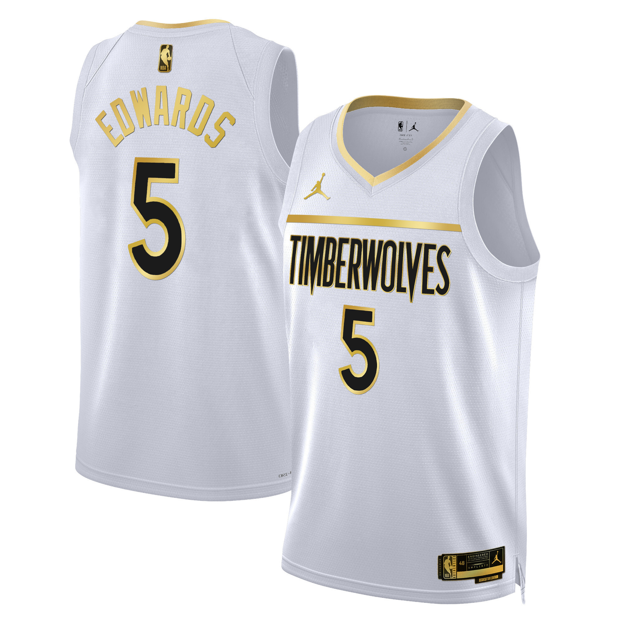 Jordan Edwards Timberwolves Jersey - White & Gold Edition