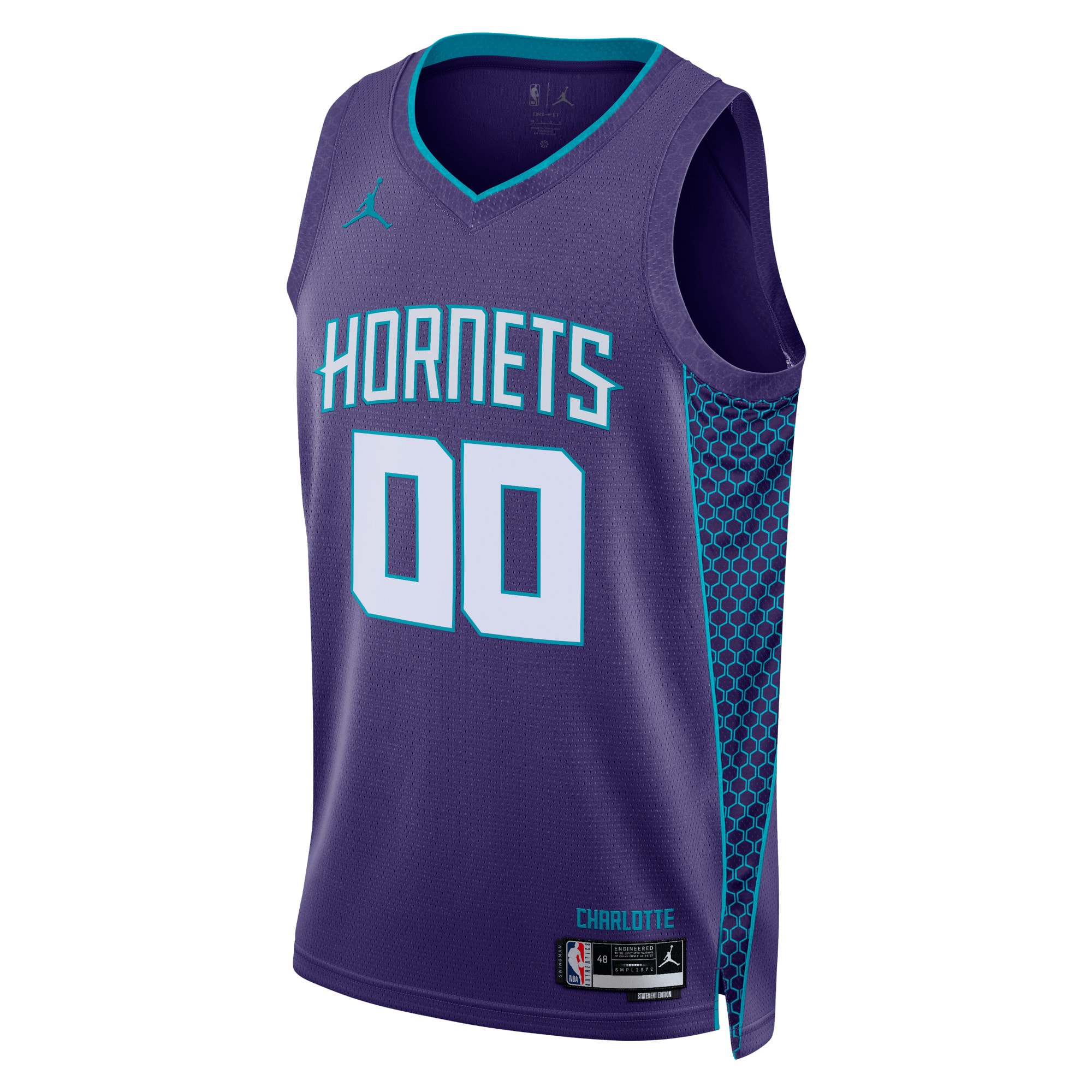 Alternative view of Jordan Hornets Purple Custom Jersey - Personalized NBA