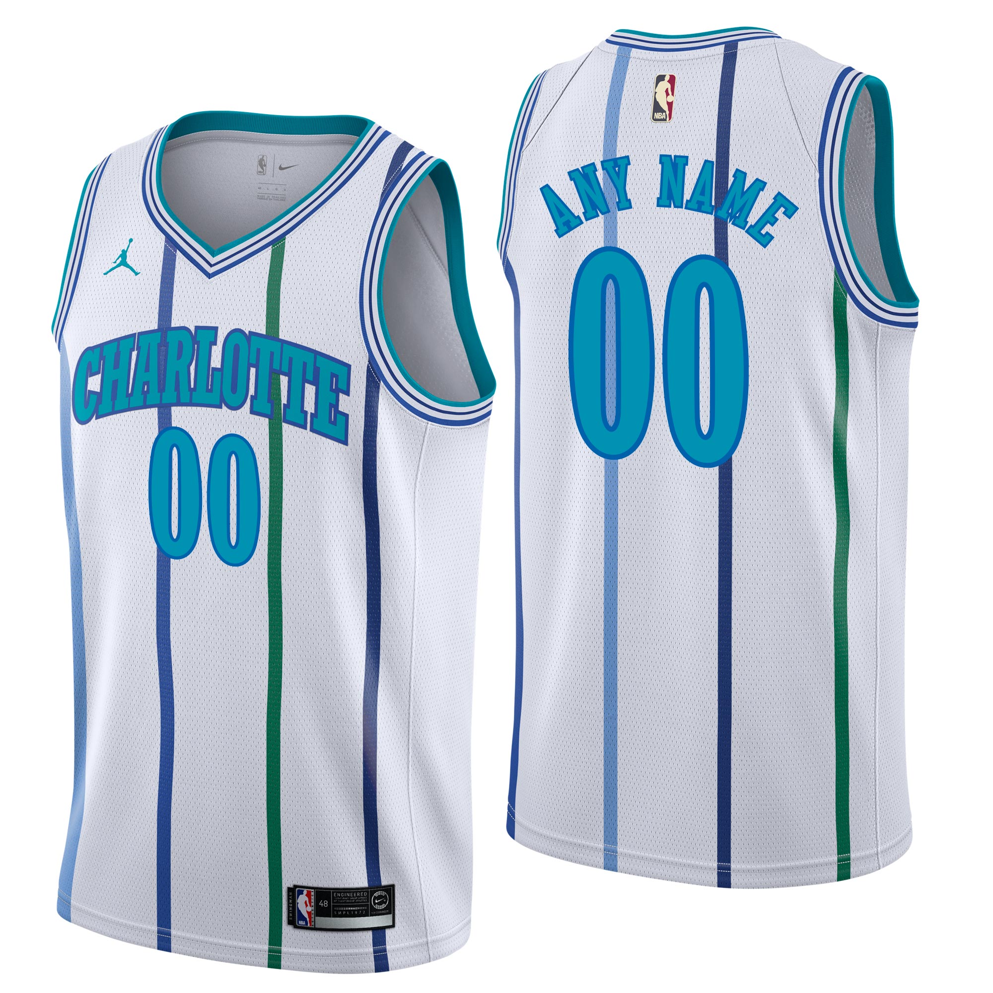 Jordan Hornets White Custom Jersey - Jordan Charlotte Hornets White