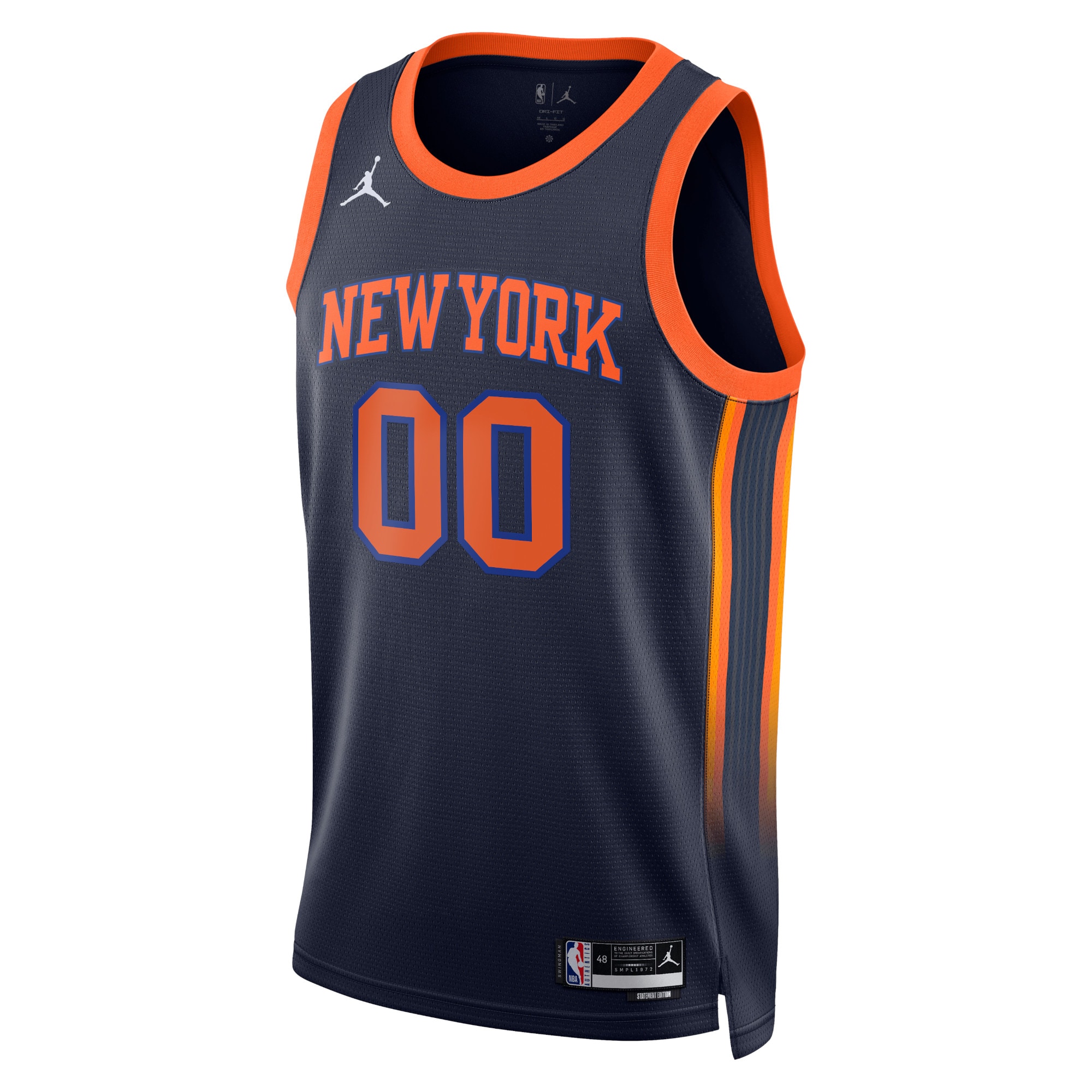 Alternative view of Jordan Knicks Navy Jersey - Jordan Knicks Navy Custom Jersey