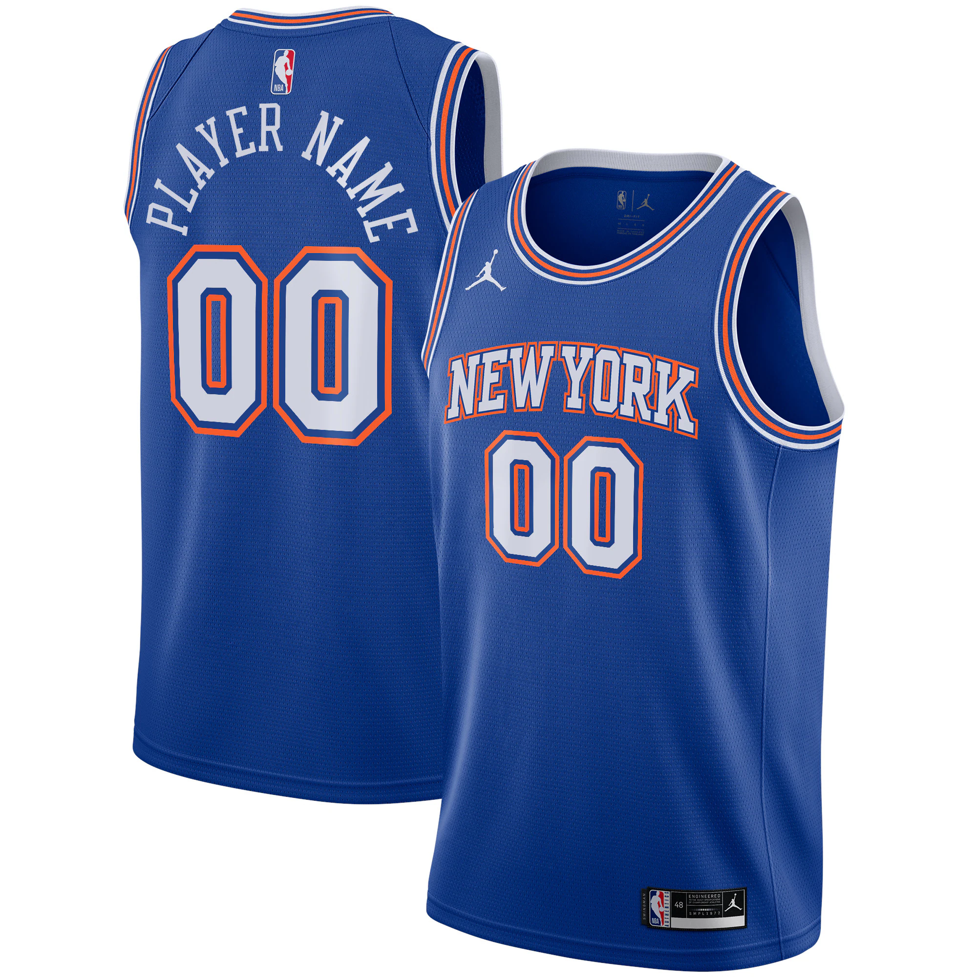 Jordan Knicks Royal Blue Jersey - Custom Player Name & Number