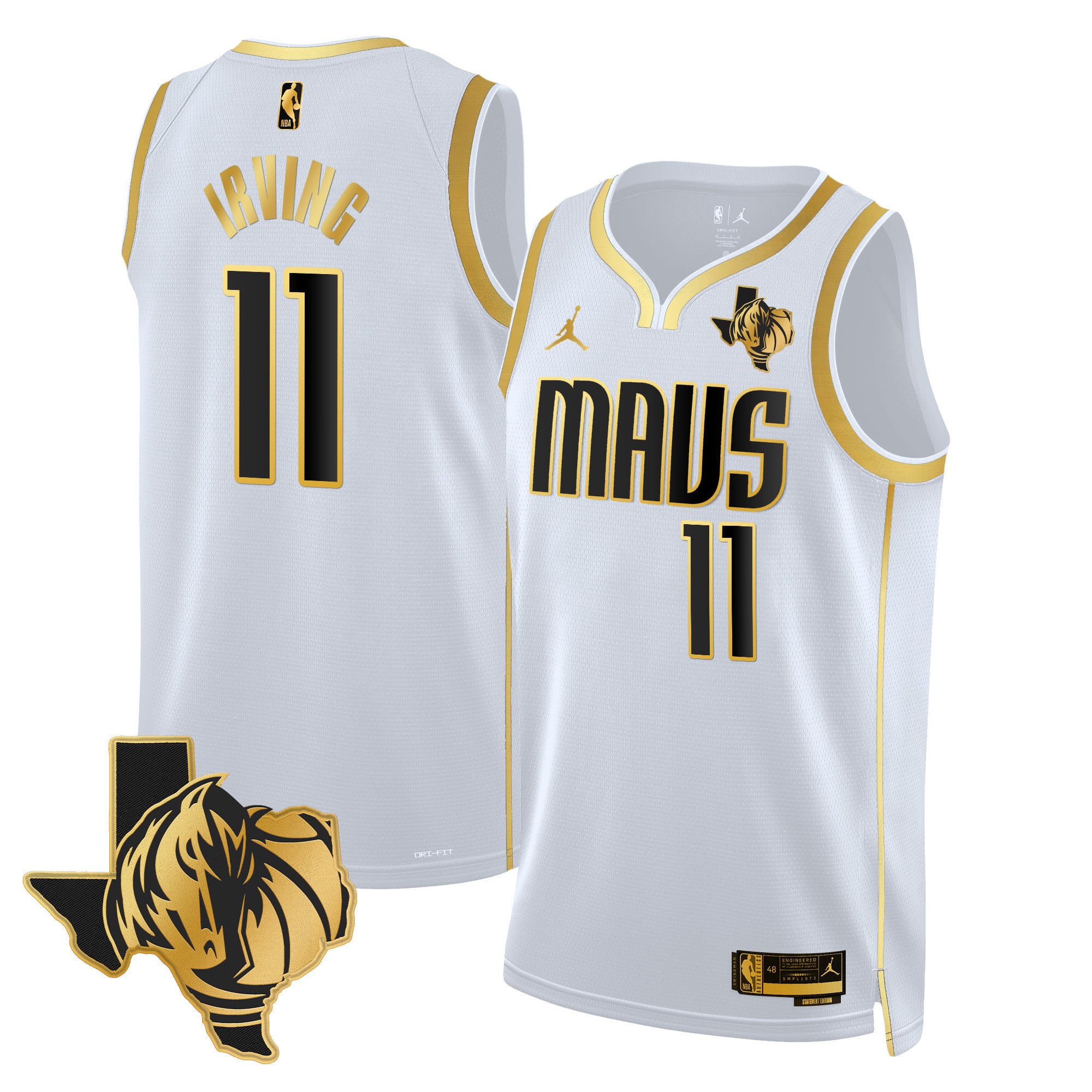 Alternative view of Jordan Mavericks Doncic #77 White Jersey - Statement Edition