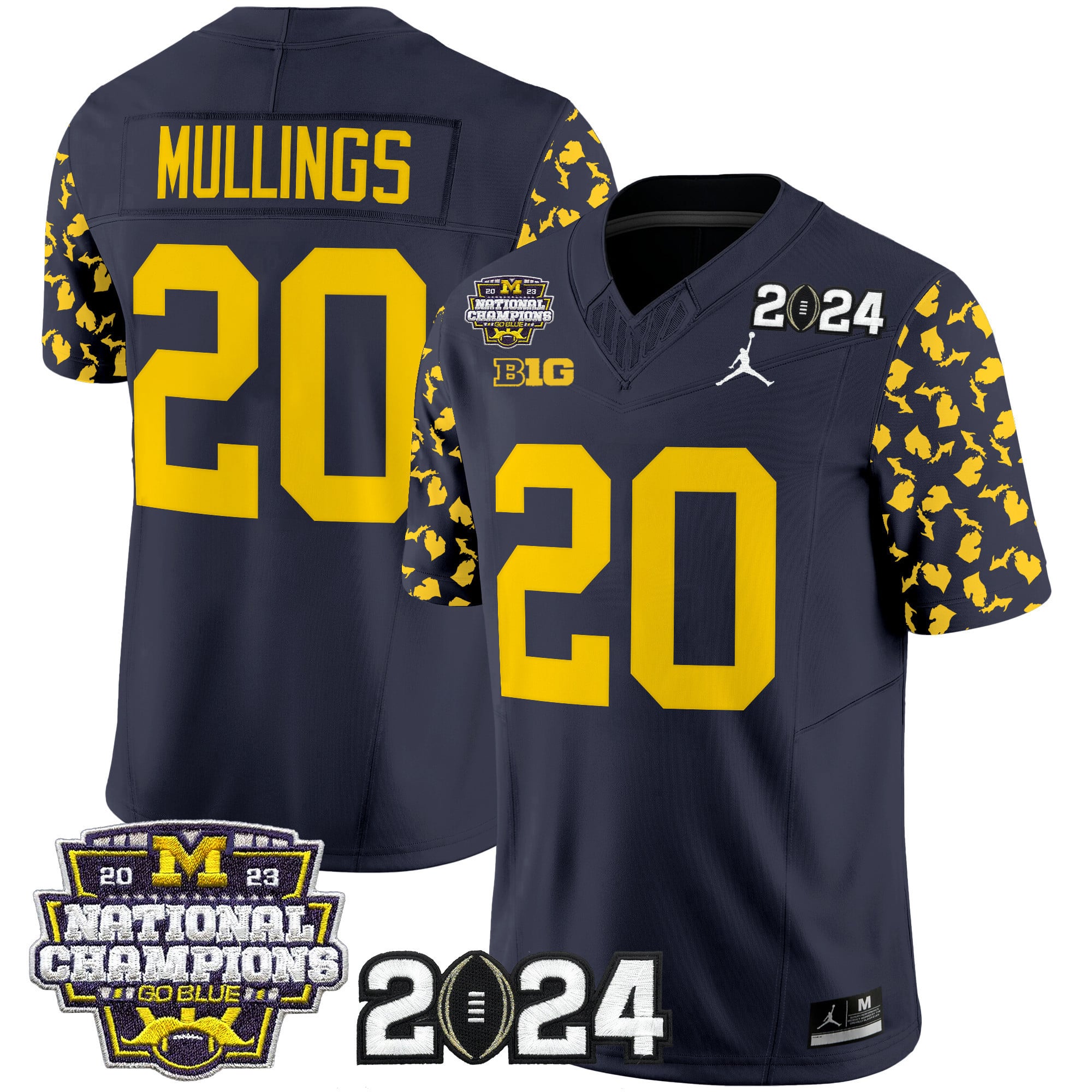 Alternative view of Jordan Michigan Warren #16 Jersey - 2024 Champions Edition