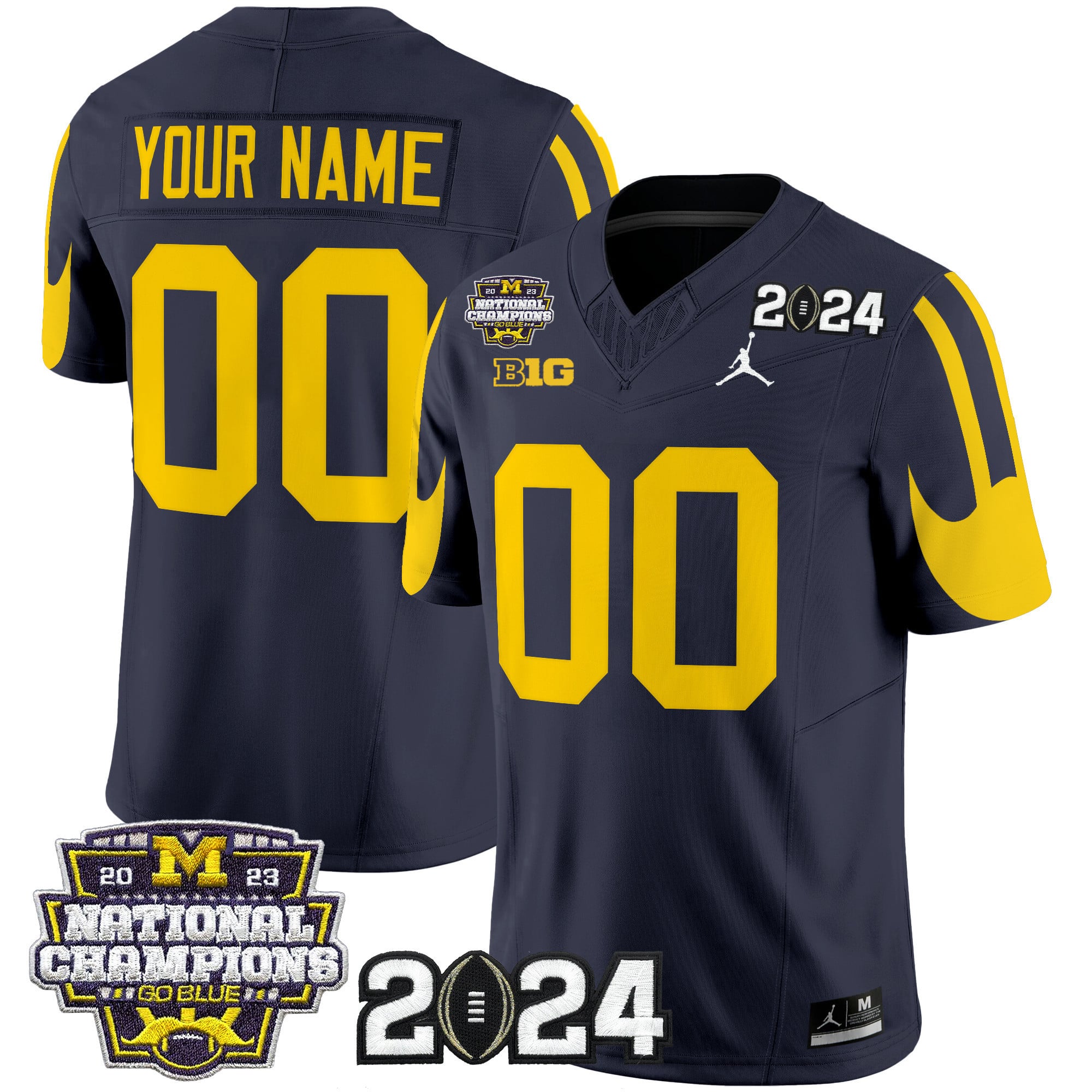 Jordan Michigan Wolverines 2024 Jersey - Navy & Gold