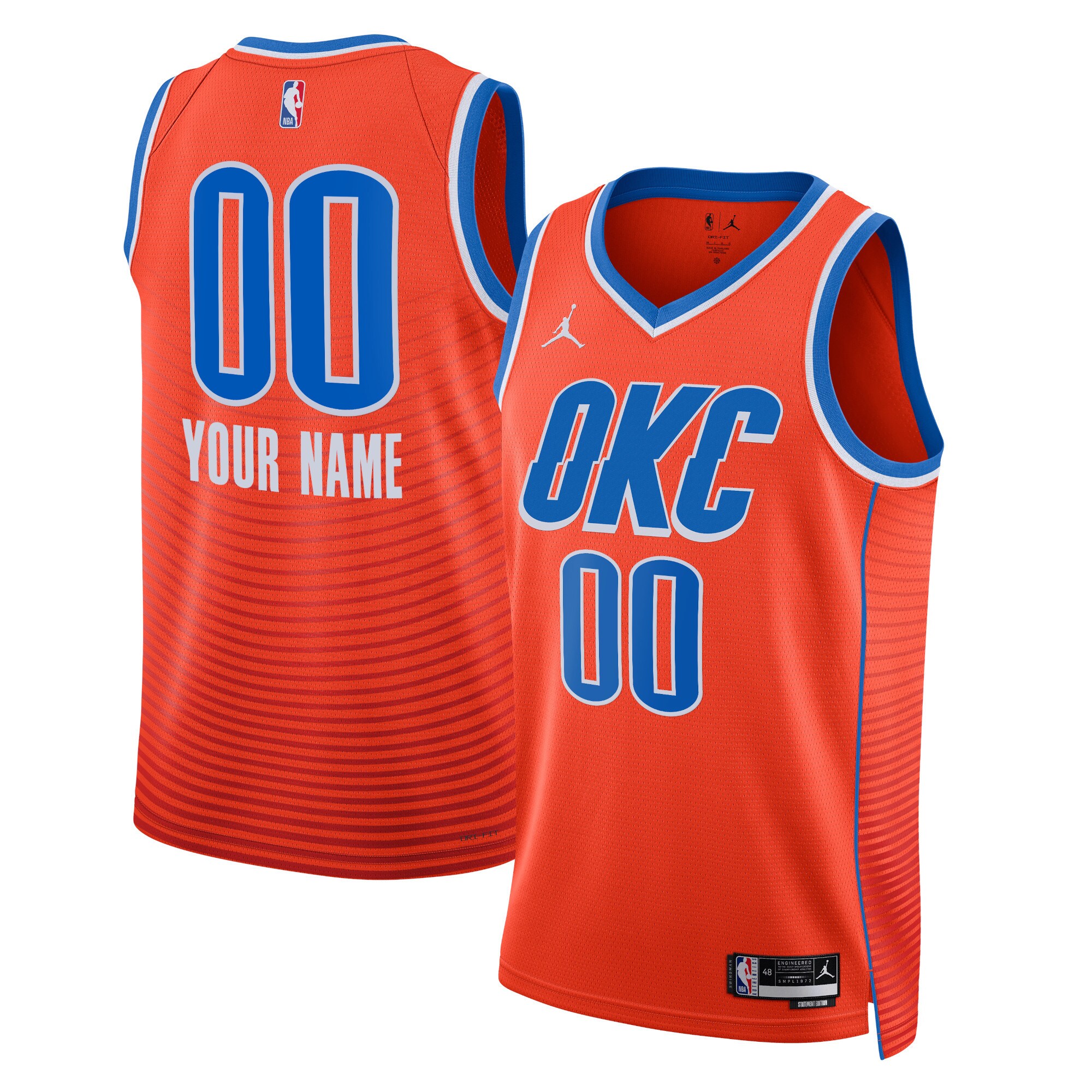 Alternative view of Jordan OKC Orange Jersey - Jordan OKC Thunder Orange Jersey - Custom