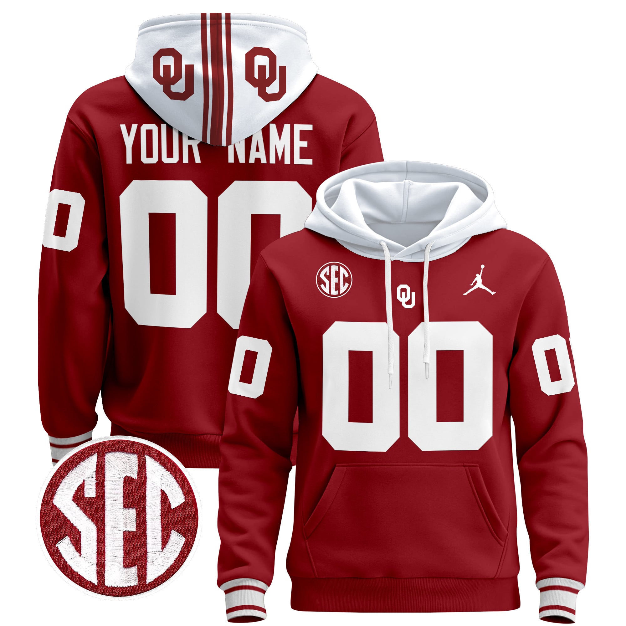 Jordan Oklahoma Crimson Hoodie - Red & White Pullover