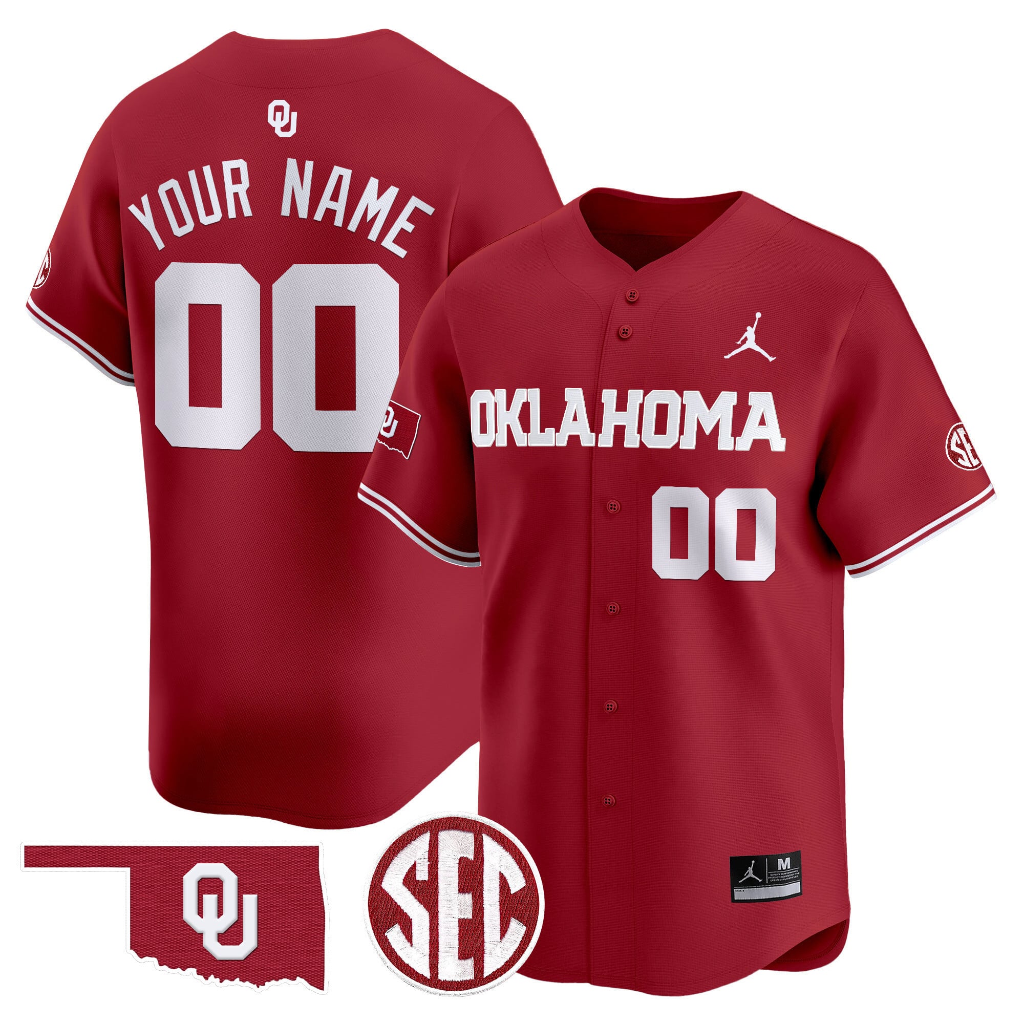 Jordan Oklahoma Sooners Baseball Jersey - Crimson