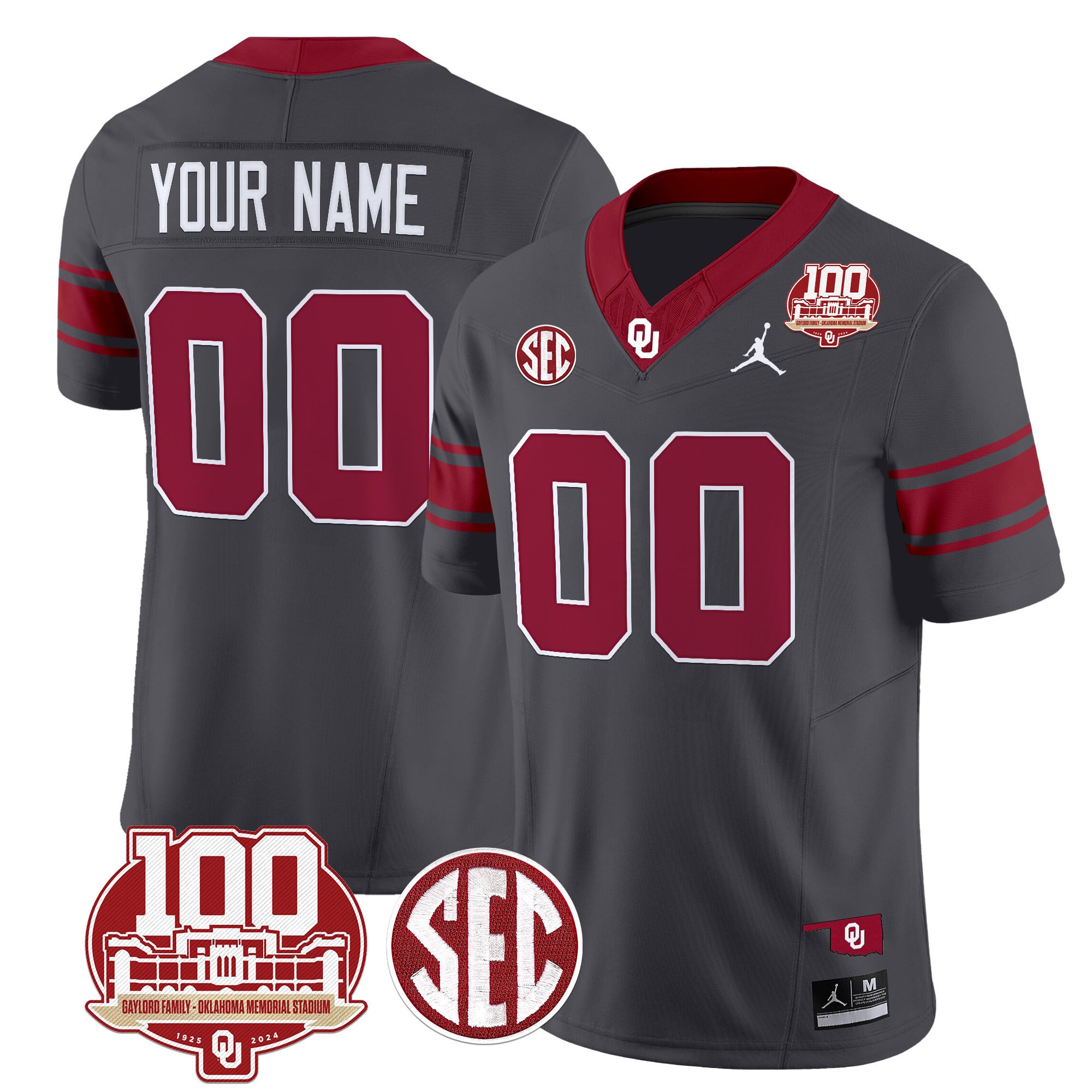 Alternative view of jordan Oklahoma Sooners Custom Jersey - Jordan Oklahoma Sooners