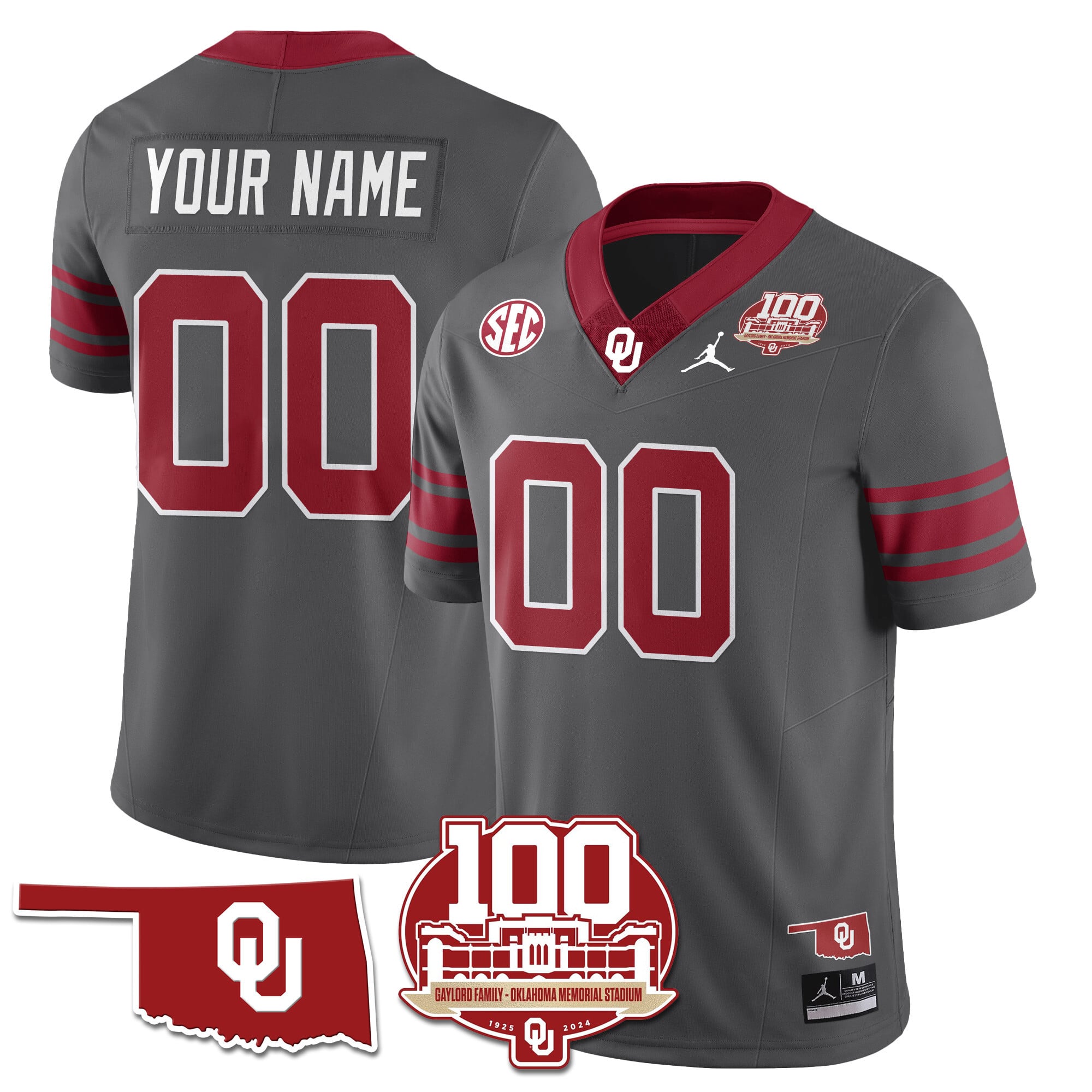 jordan Oklahoma Sooners Gray Jersey - Jordan Oklahoma Sooners Gray 2