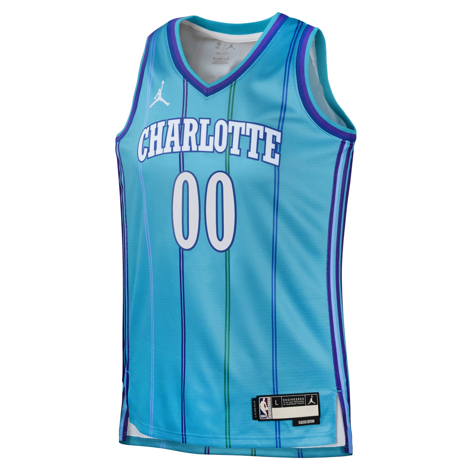 Alternative view of jordan personalized Hornets Teal Custom Jersey - Jordan Hornets Teal