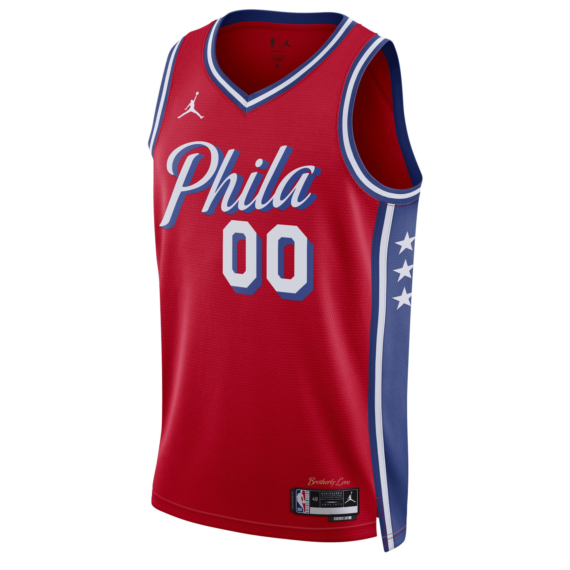 Alternative view of Jordan Phila 76ers Custom Red Jersey - Statement Edition