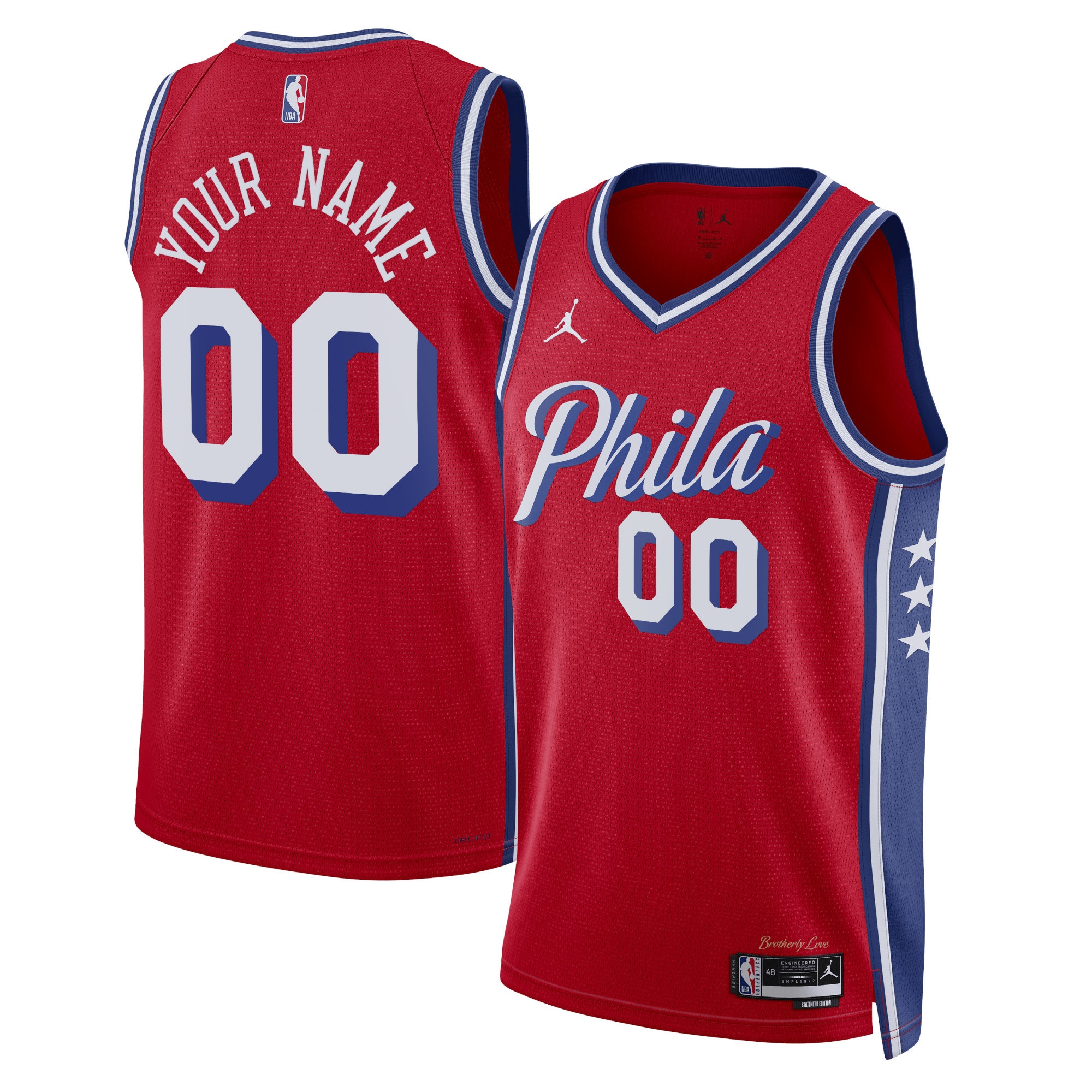 Jordan Phila 76ers Custom Red Jersey - Statement Edition
