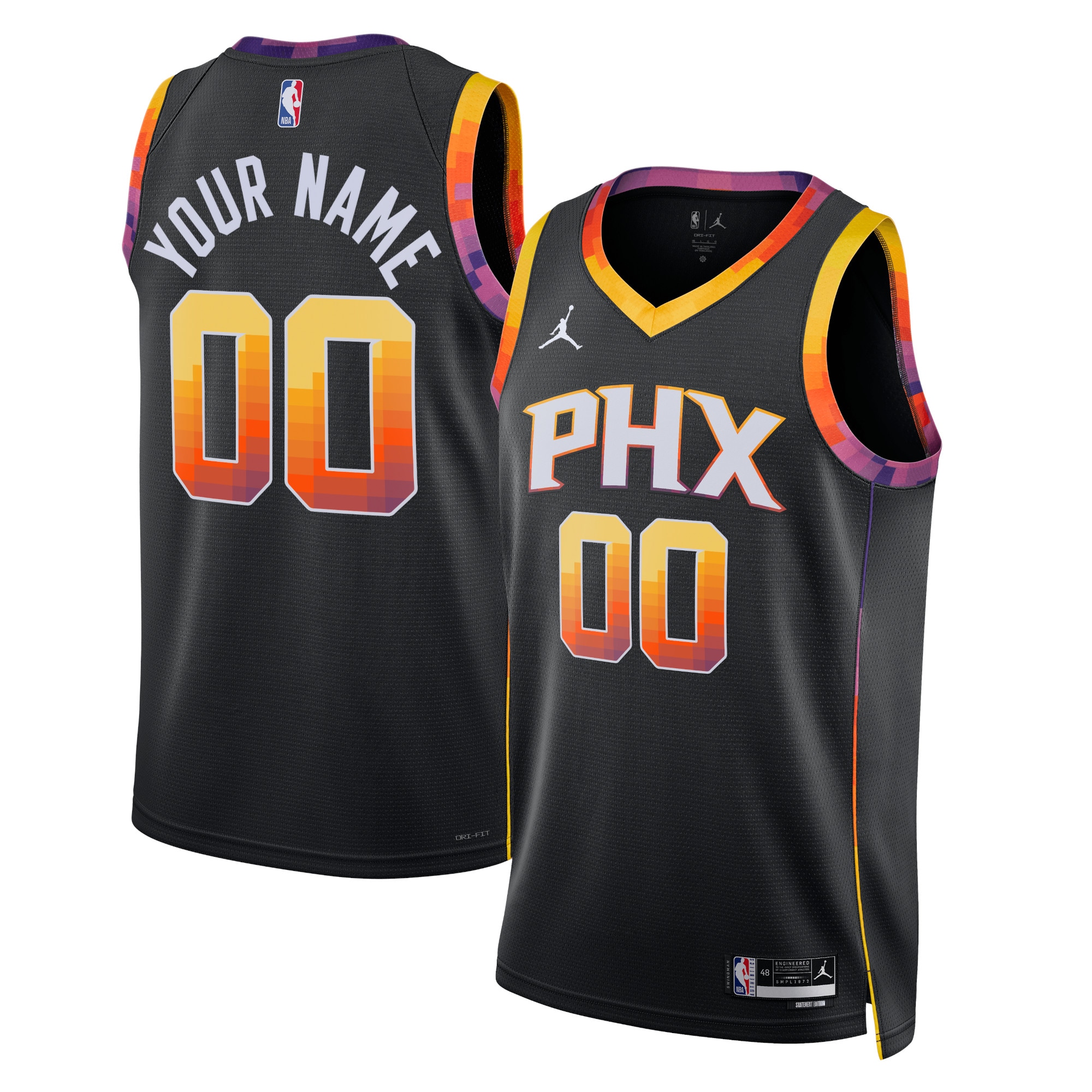 Jordan PHX Suns Black Jersey - Custom Edition