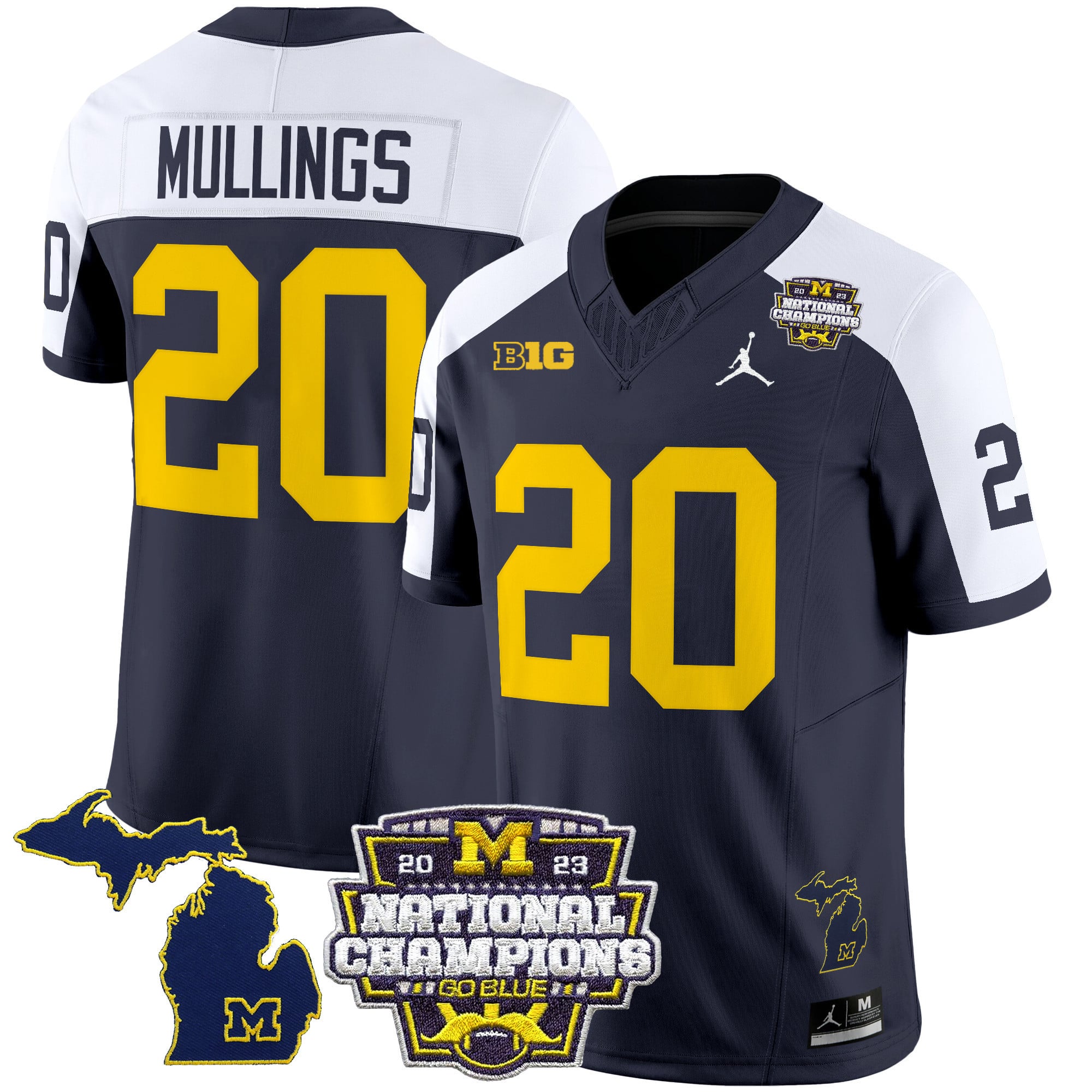 Alternative view of Jordan Warren Navy Jersey - Jordan Michigan Wolverines #16 Warren Navy