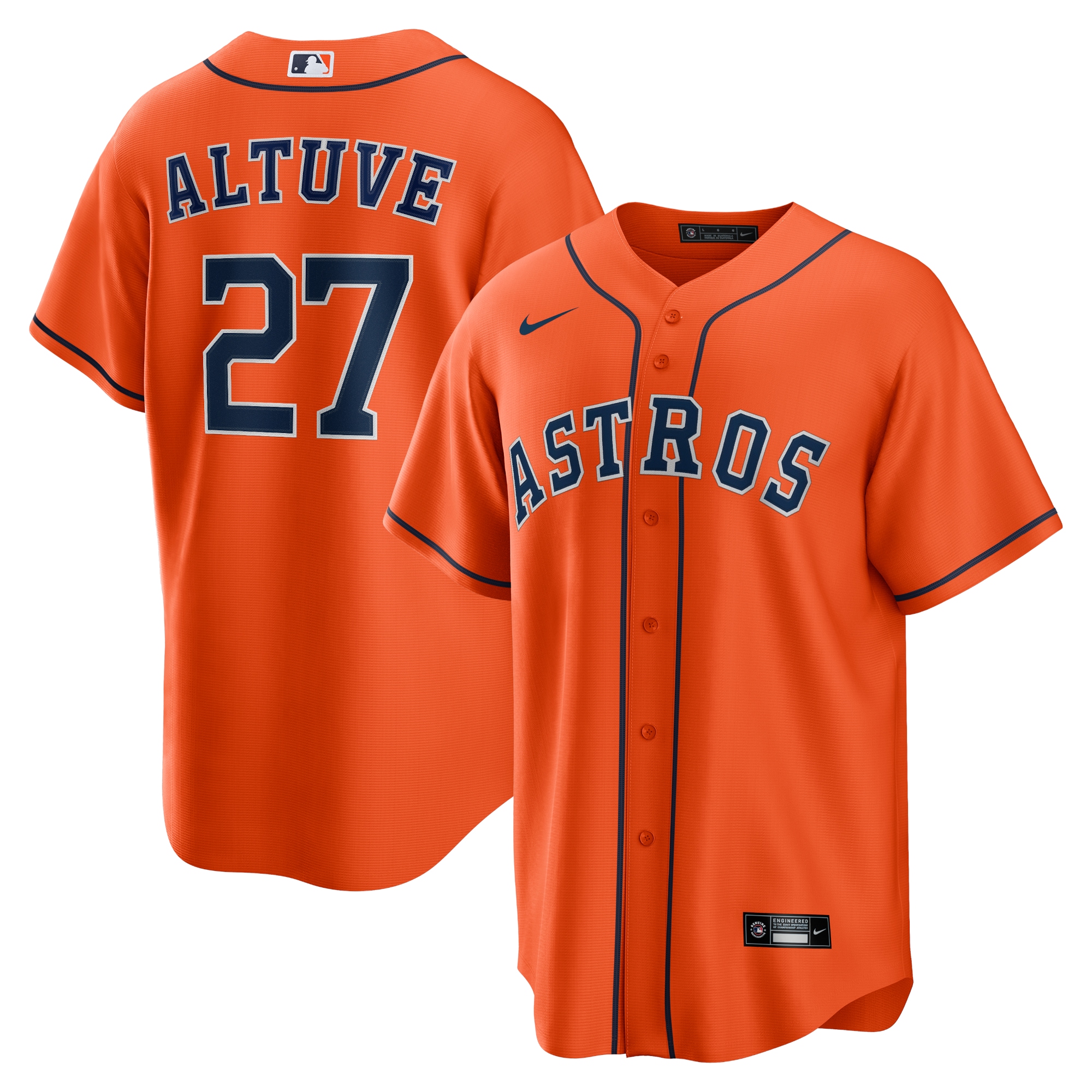 Jose Altuve Houston Astros Alternate Player Name Jersey - Orange