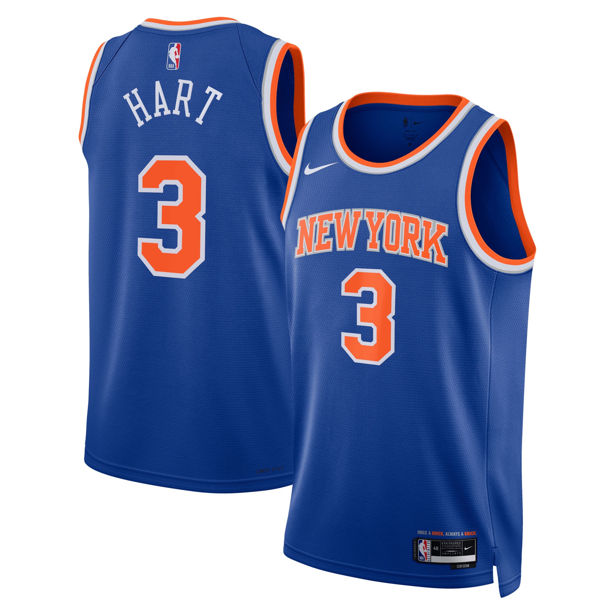 Josh Hart New York Knicks Unisex Swingman Jersey - Icon Edition - Blue