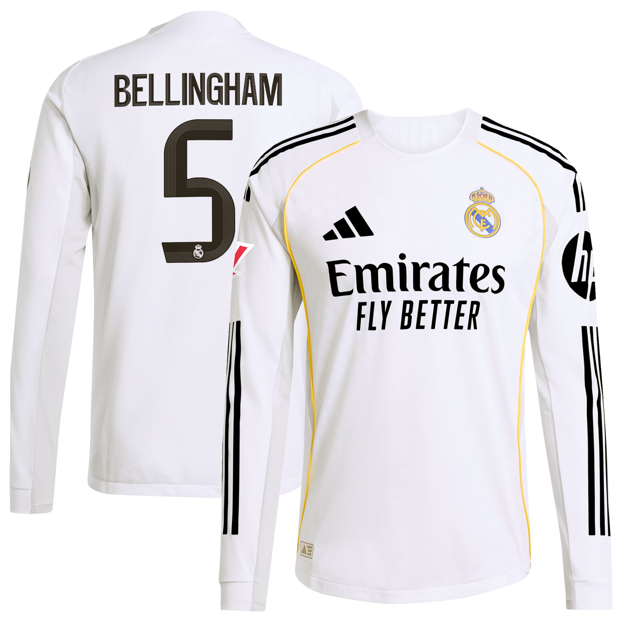 Jude Bellingham Real Madrid 2025/26 Home Long Sleeve Jersey - White