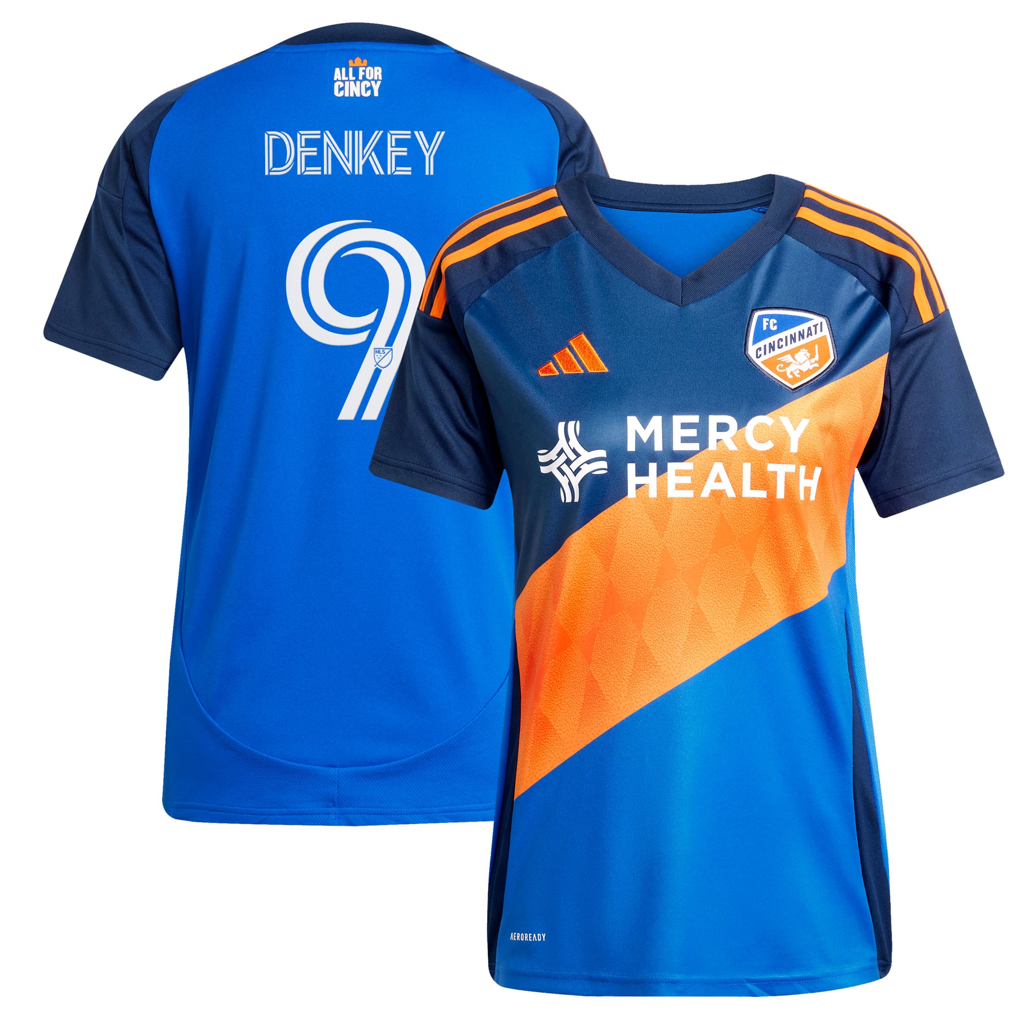 Kévin Denkey FC Cincinnati Women's 2025 Orange and Blue Legacy Kit Player Jersey - Blue