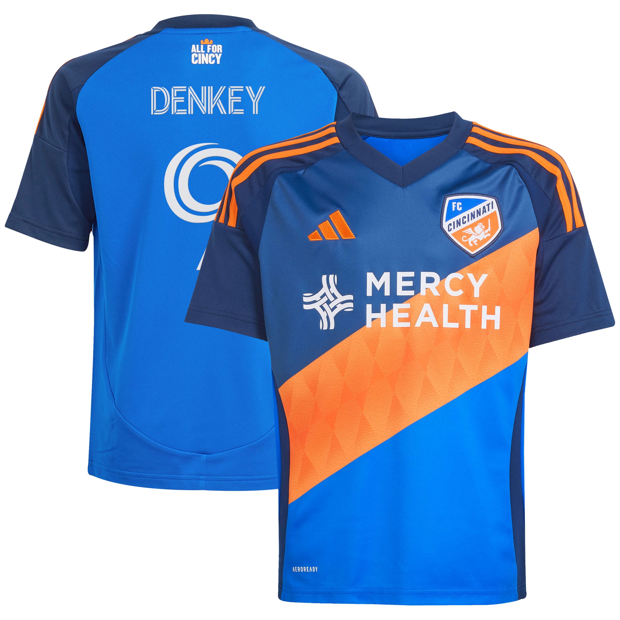 Kévin Denkey FC Cincinnati Youth 2025 Orange and Blue Legacy Kit Player Jersey - Blue