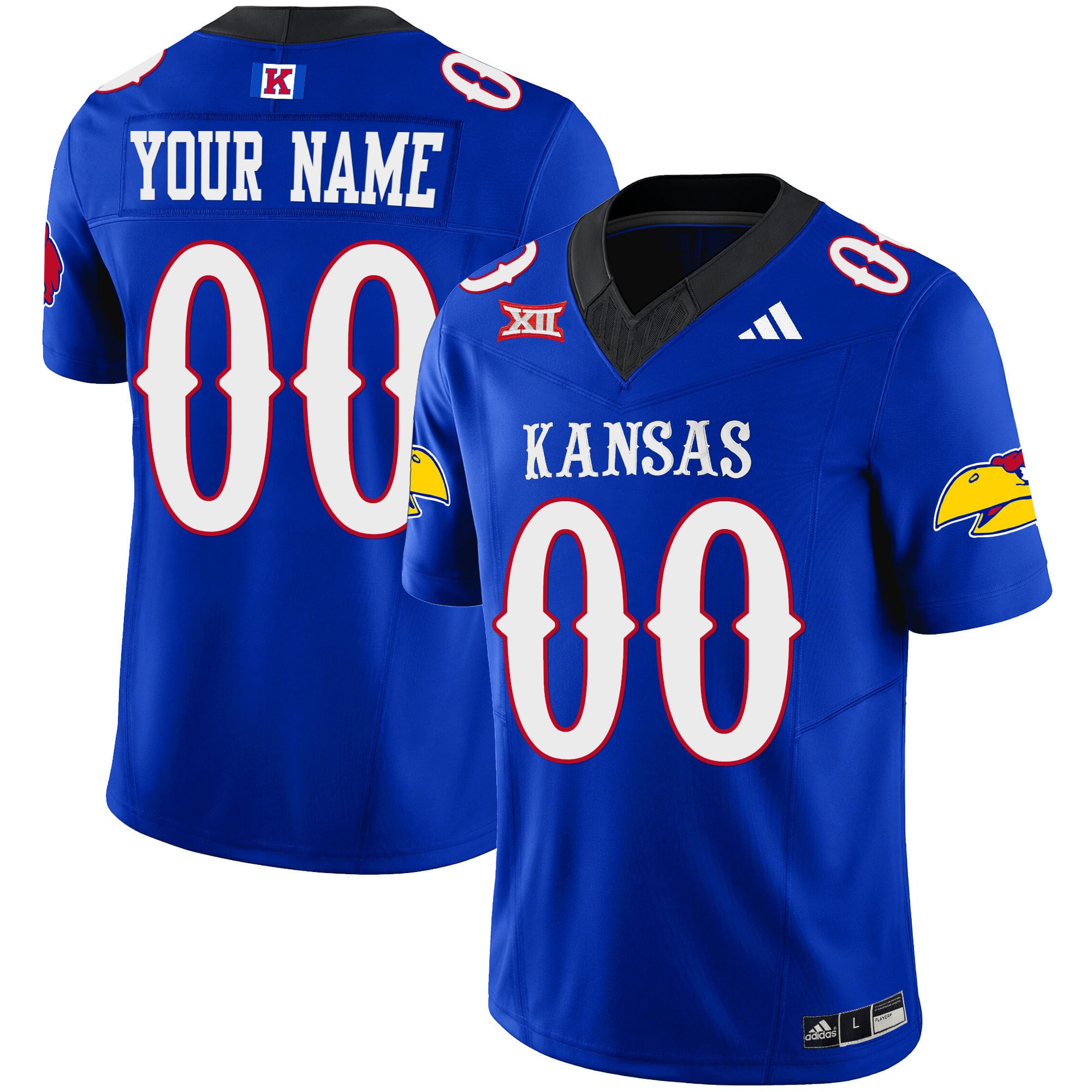 Alternative view of Kansas Jayhawks Black Jersey - Adidas Kansas Jayhawks Black Football