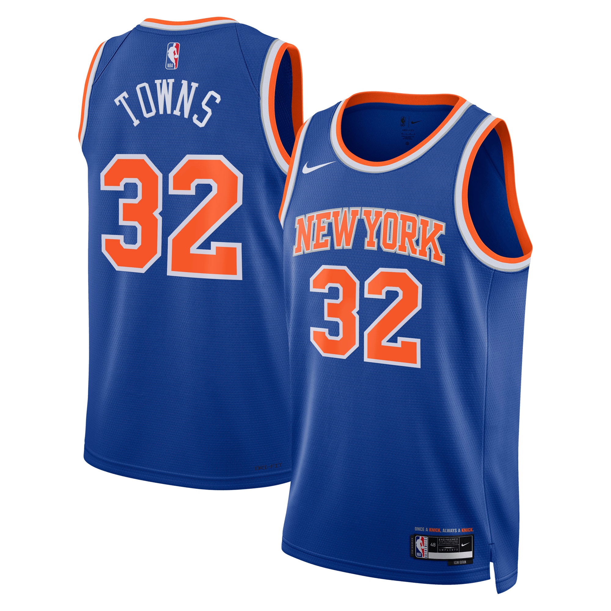 Karl-Anthony Towns New York Knicks Unisex Swingman Jersey - Icon Edition - Blue