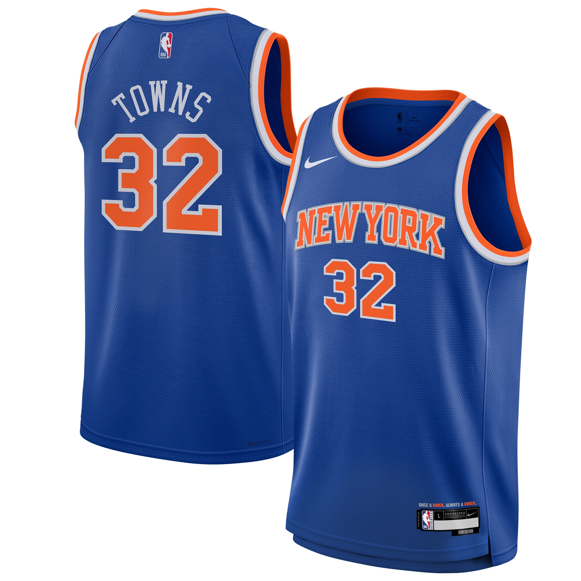 Karl-Anthony Towns New York Knicks Youth Swingman Jersey - Icon Edition - Blue
