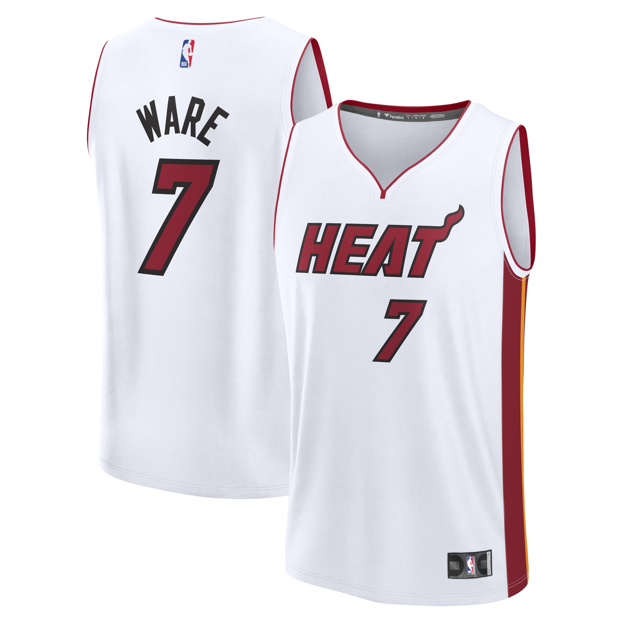 Kel'el Ware Miami Heat Fanatics Youth Fast Break Player Jersey - Association - White Edition