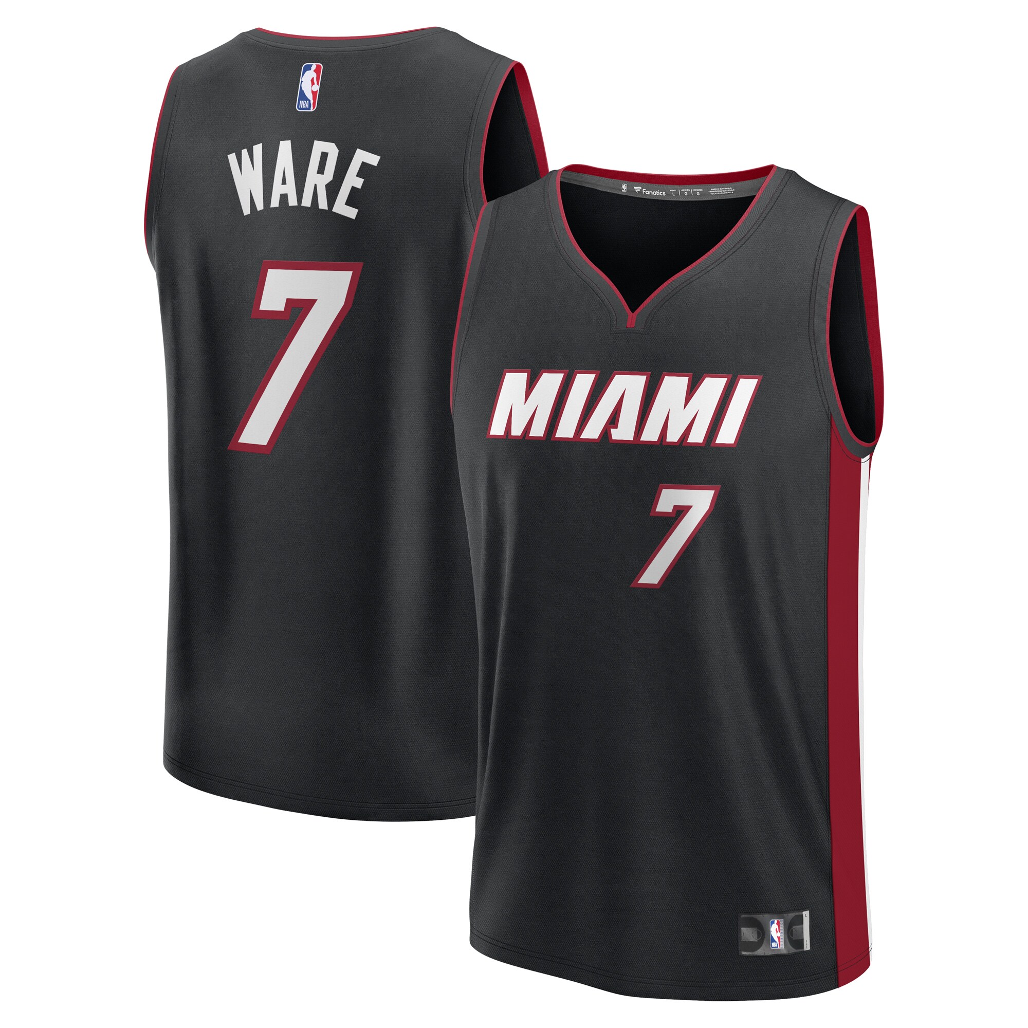 Kel'el Ware Miami Heat Fanatics Youth Fast Break Player Jersey - Icon Edition - Black