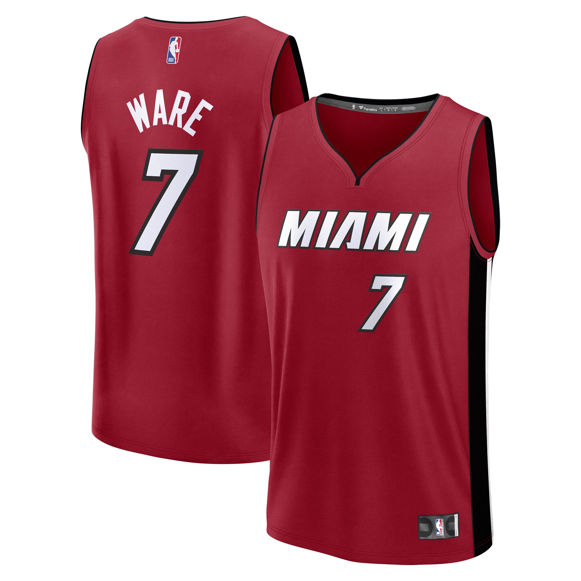 Kel'el Ware Miami Heat Fanatics Youth Fast Break Player Jersey - Statement Edition - Red