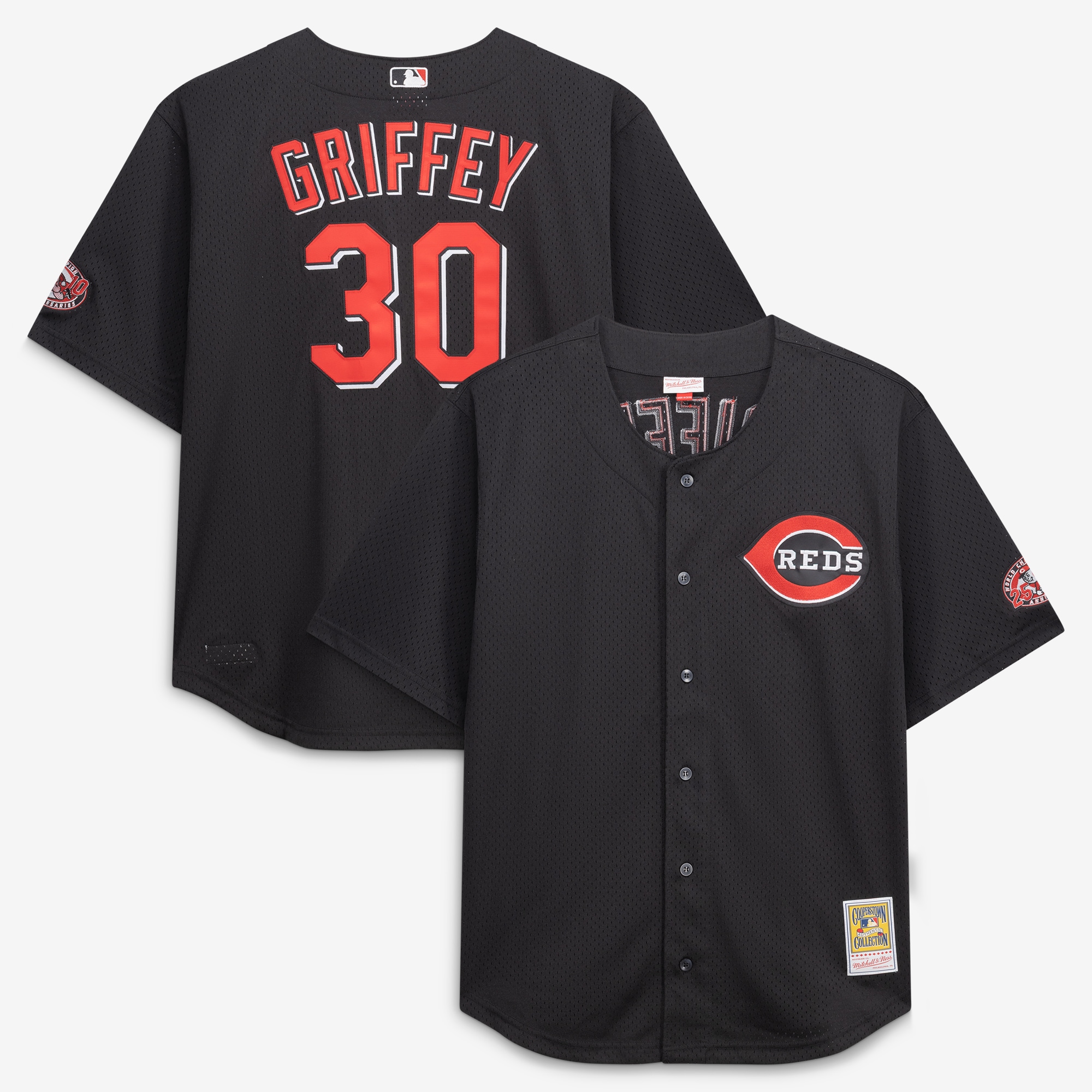 Ken Griffey Jr. Cincinnati Reds Big & Tall Cooperstown Mesh Batting Practice Jersey - Black
