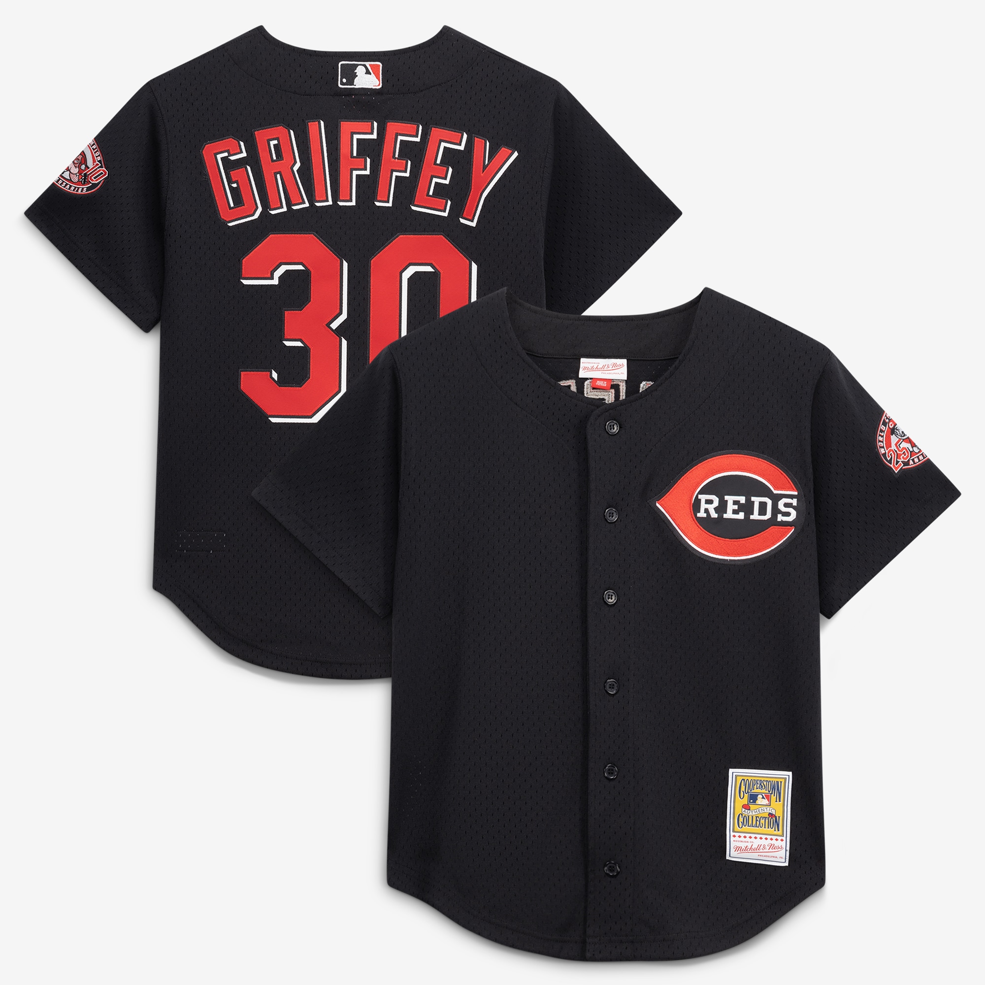 Ken Griffey Jr. Cincinnati Reds Cooperstown Collection Mesh Batting Practice Button-Up Jersey