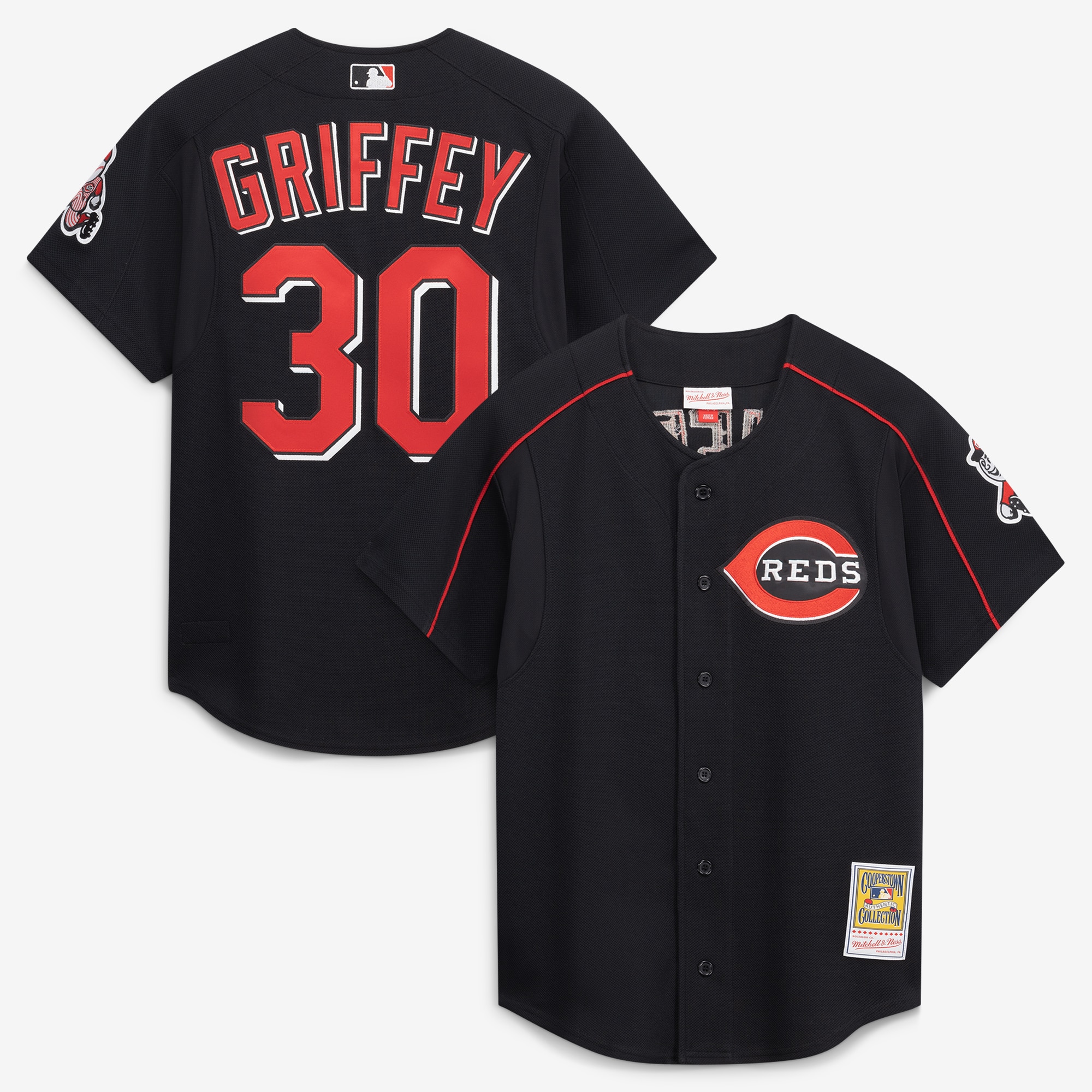 Ken Griffey Jr. Cincinnati Reds Cooperstown Collection Mesh Batting Practice Jersey - Black