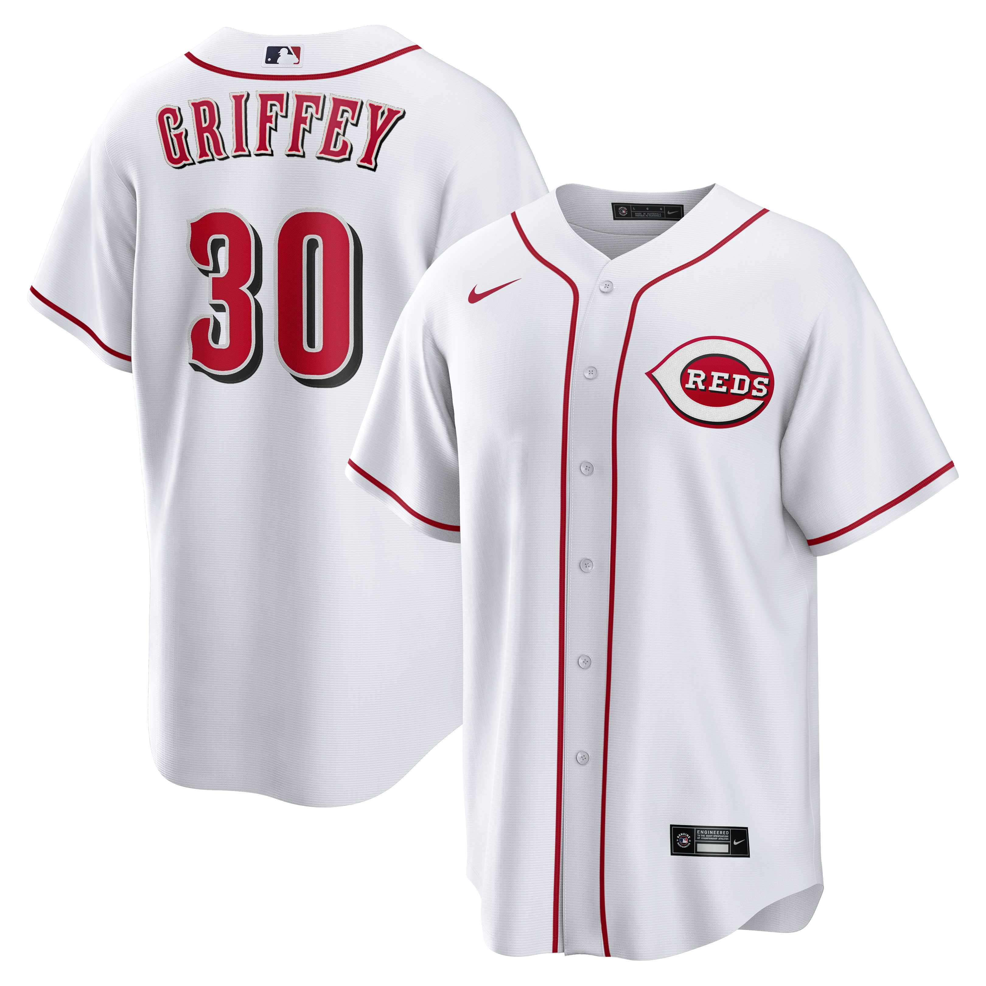 Ken Griffey Jr. Cincinnati Reds Home Retired Player Jersey - White