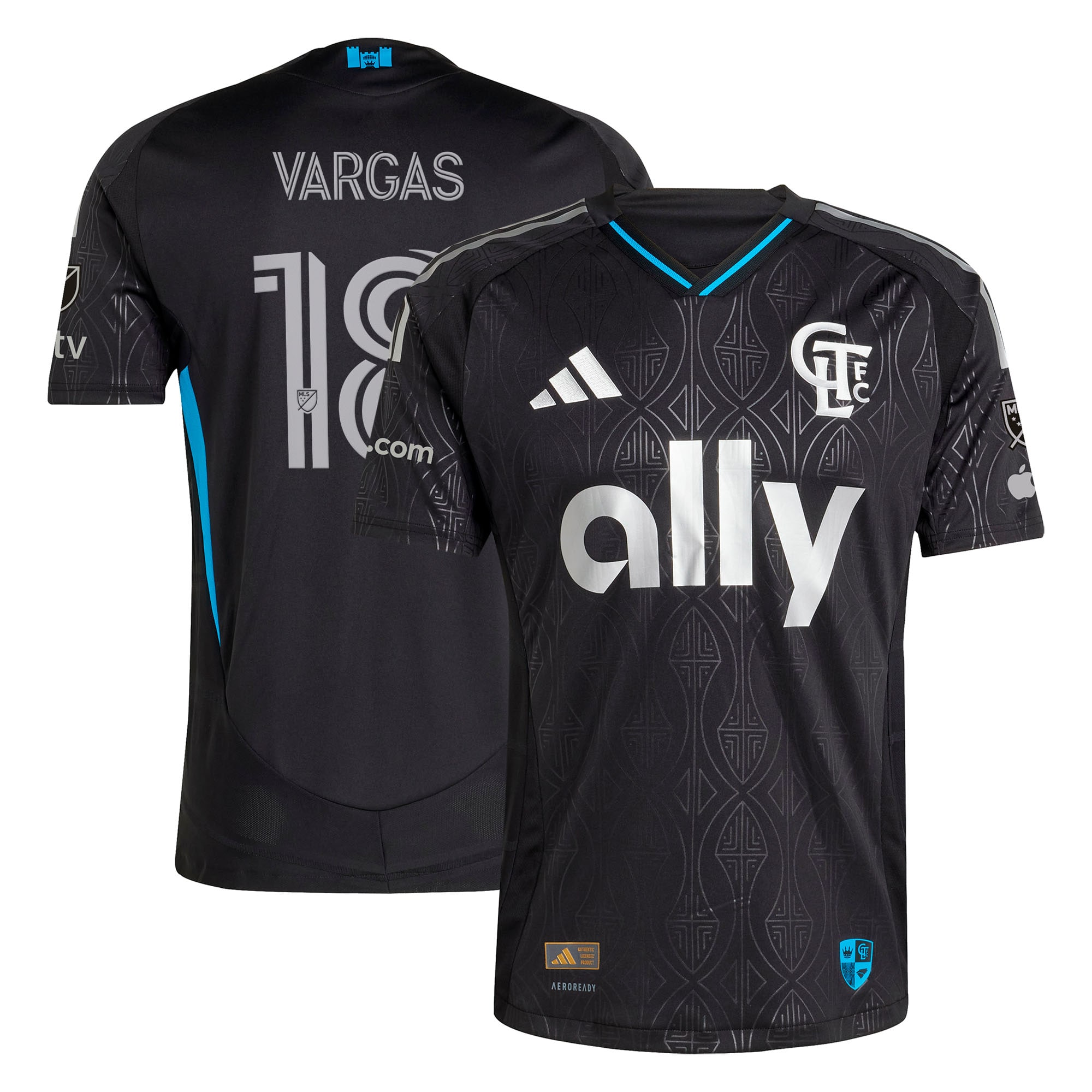 Kerwin Vargas Charlotte FC 2025 Fortress Kit On-Field Jersey – Black