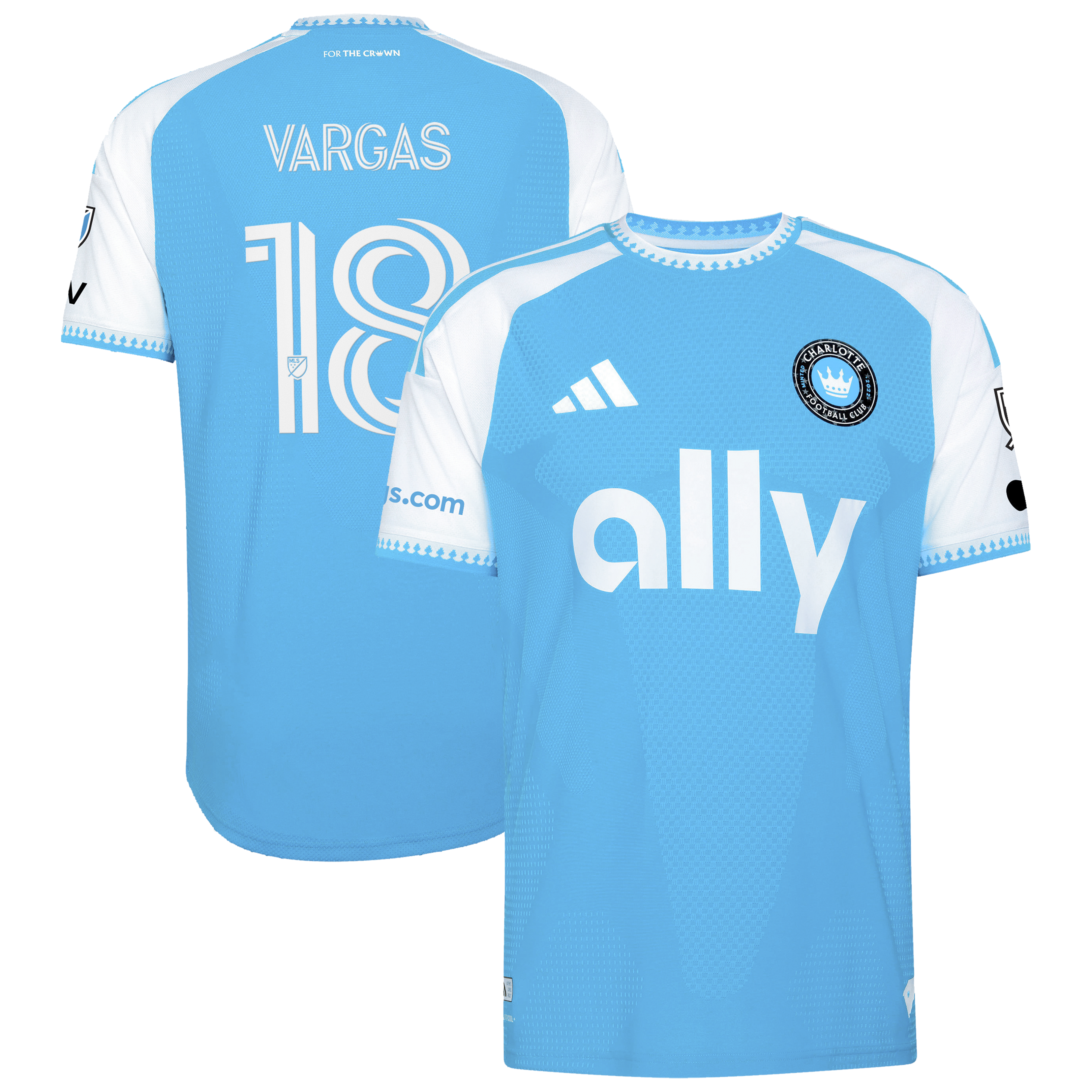 Kerwin Vargas Charlotte FC 2026 Carolina Kit: Crowns Up On-Field Patch Jersey - Blue