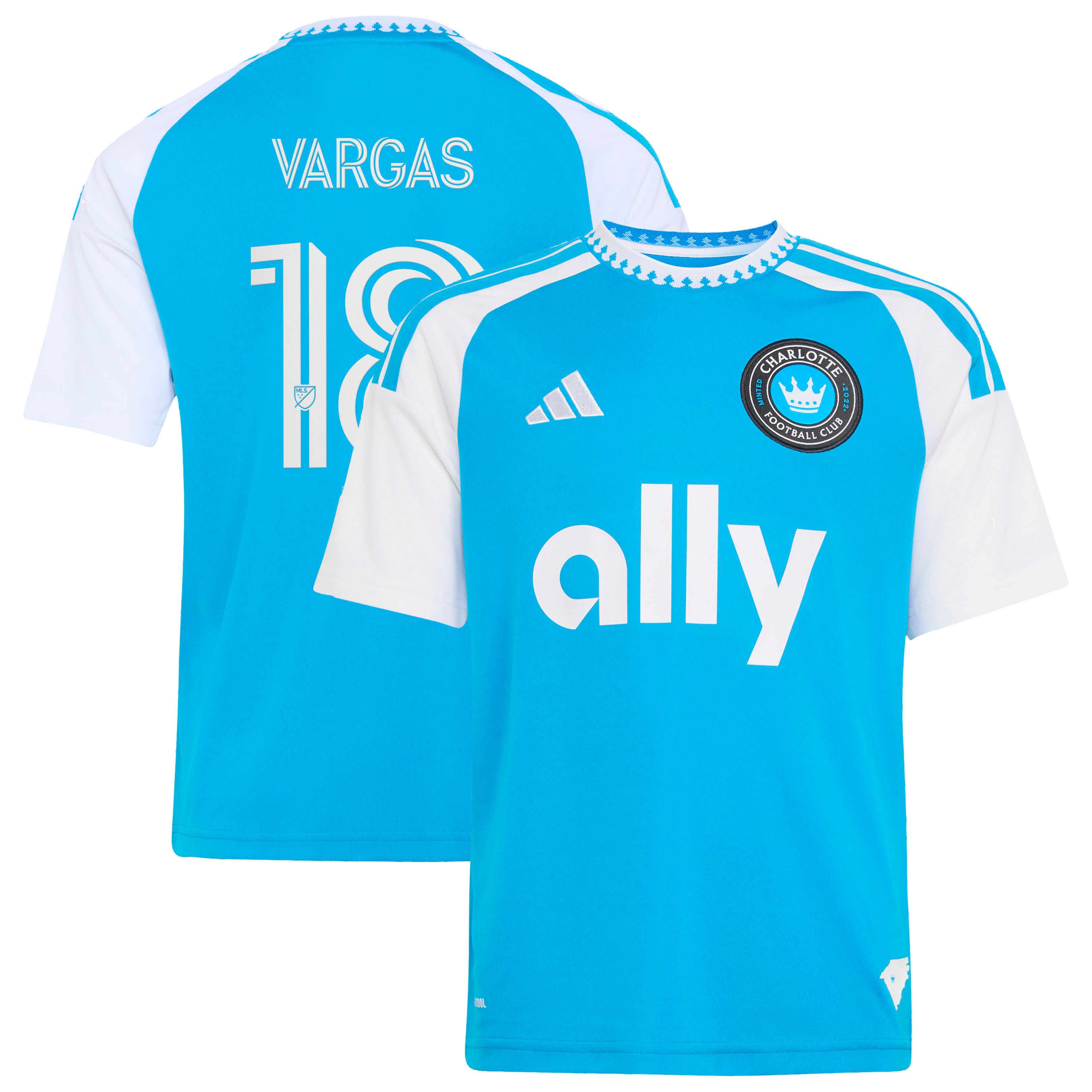 Kerwin Vargas Charlotte FC Youth 2026 Carolina Kit: Crowns Up Jersey - Blue