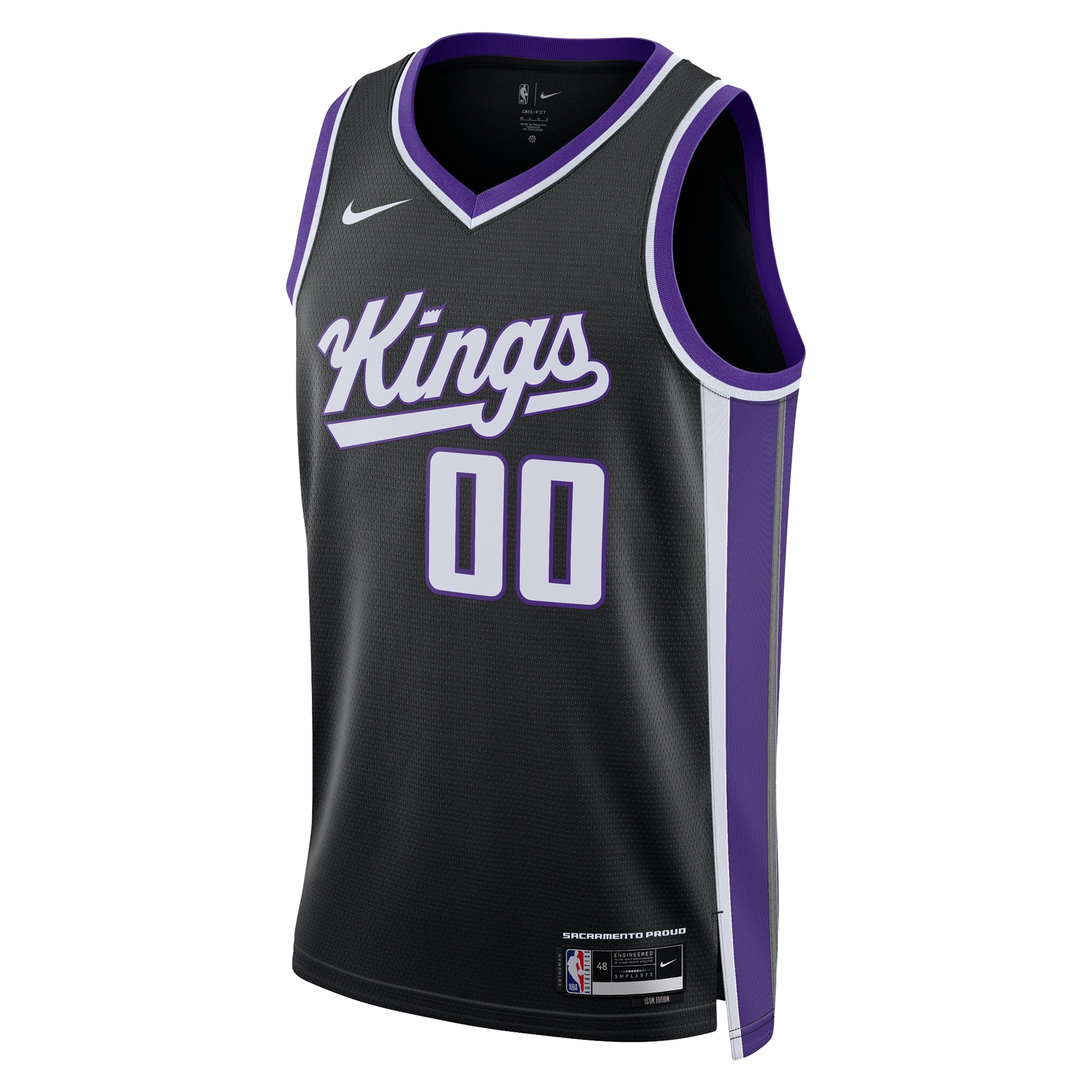 Alternative view of Kings Black Custom Jersey Nike - Nike Kings Black Icon Edition Custom