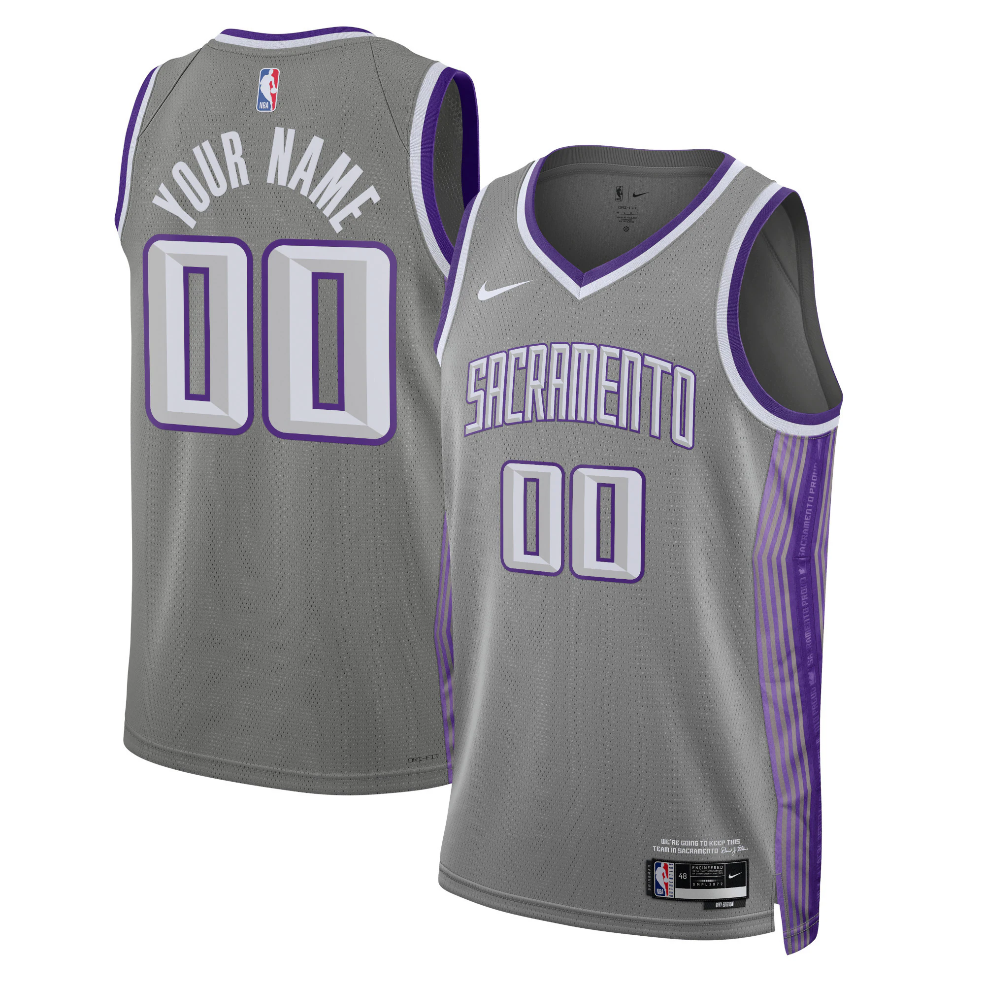 Alternative view of Kings Gray Custom Jersey - Nike - City Edition - Personalized