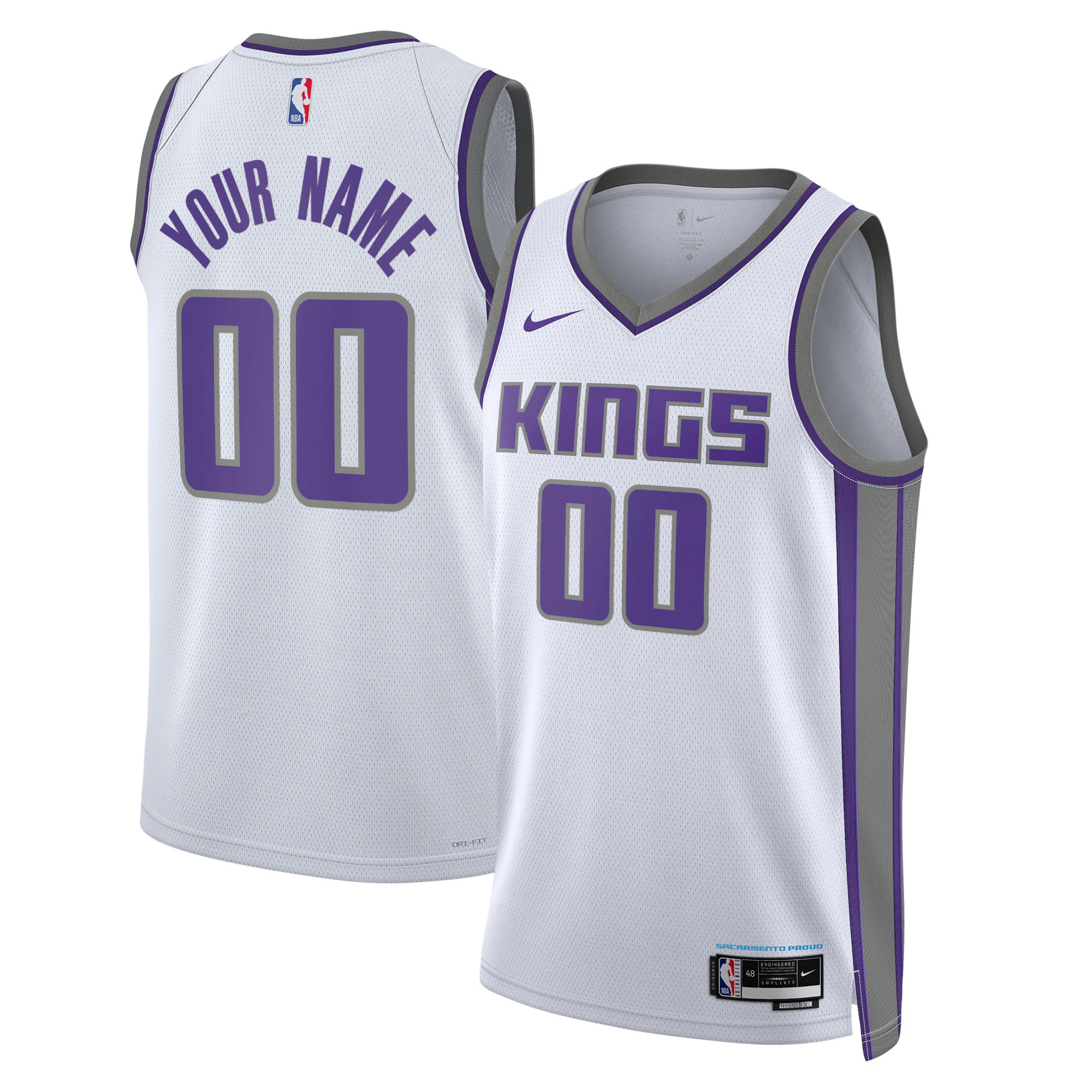Alternative view of Kings White Association Jersey - Nike - Custom Name & Number
