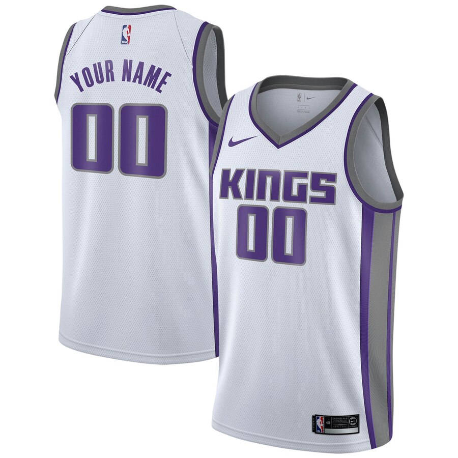 Kings White Purple Jersey - Custom Nike Kings White Jersey - Purple