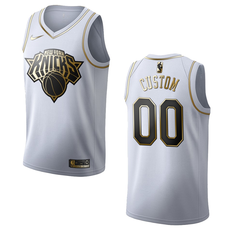 Knicks White Golden Jersey - Nike Knicks White Jersey - Golden Edition